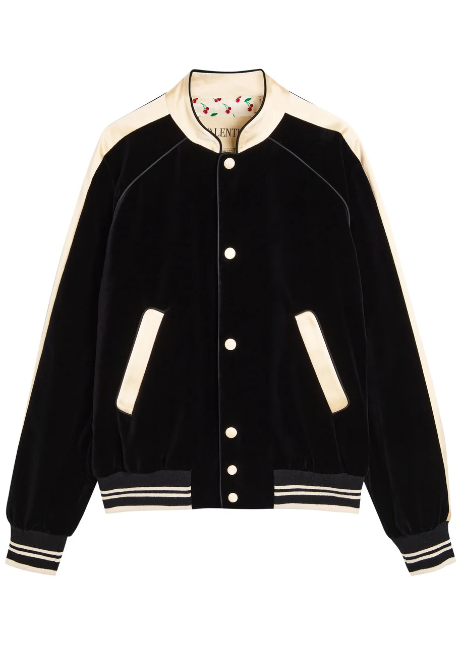 Valentino Garavani Satin-trim Velvet Bomber Jacket - 1