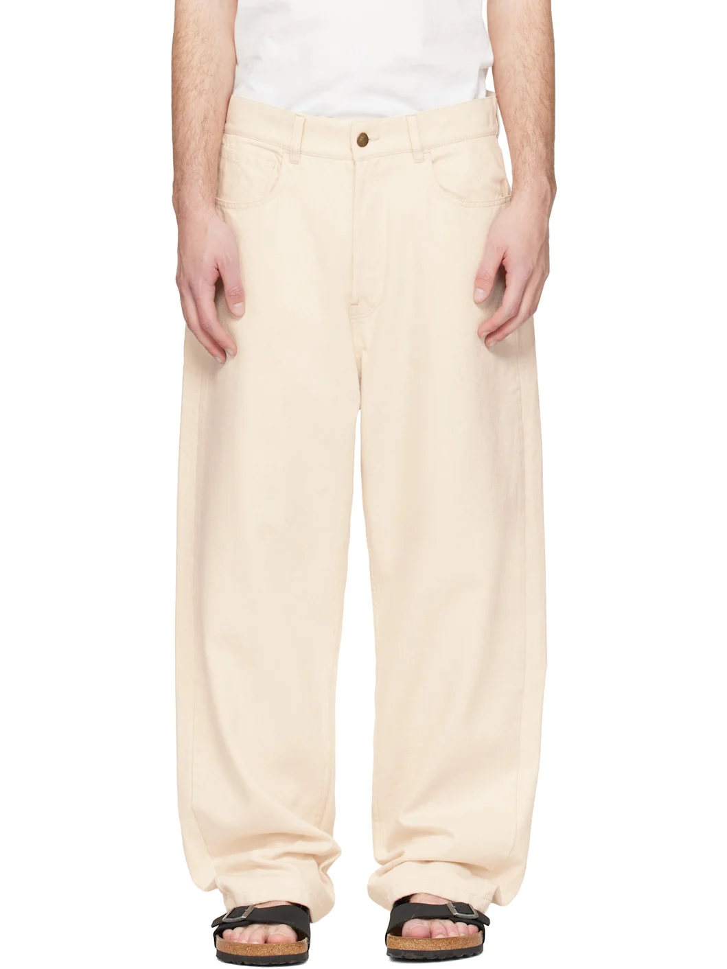 Off-White 1930s Cotton Twill 5-Pocket Trousers - 1