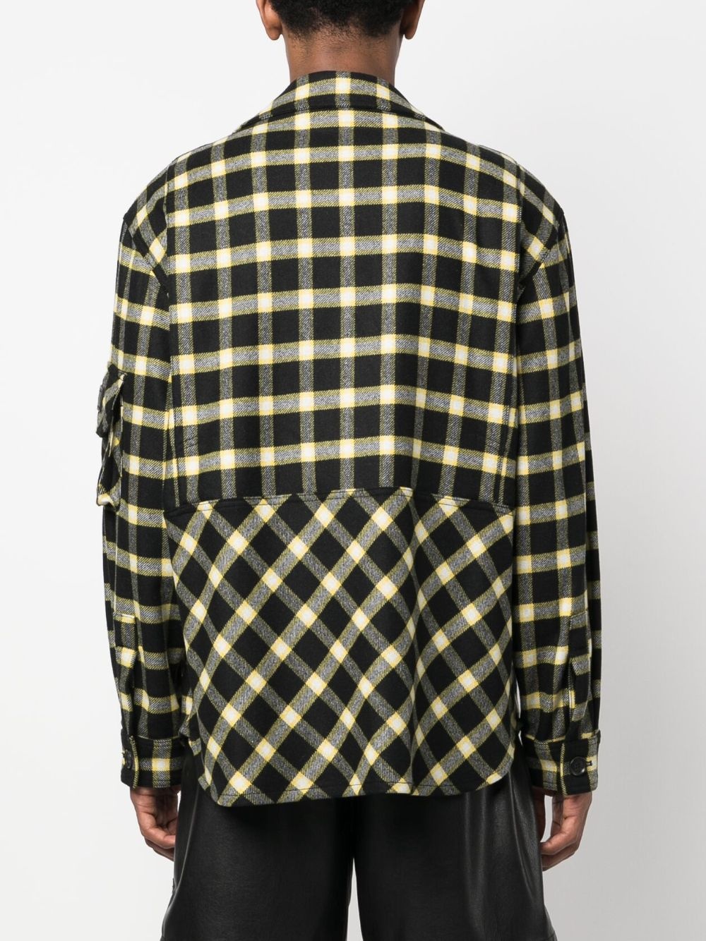 button-down checked shirt jacket - 4
