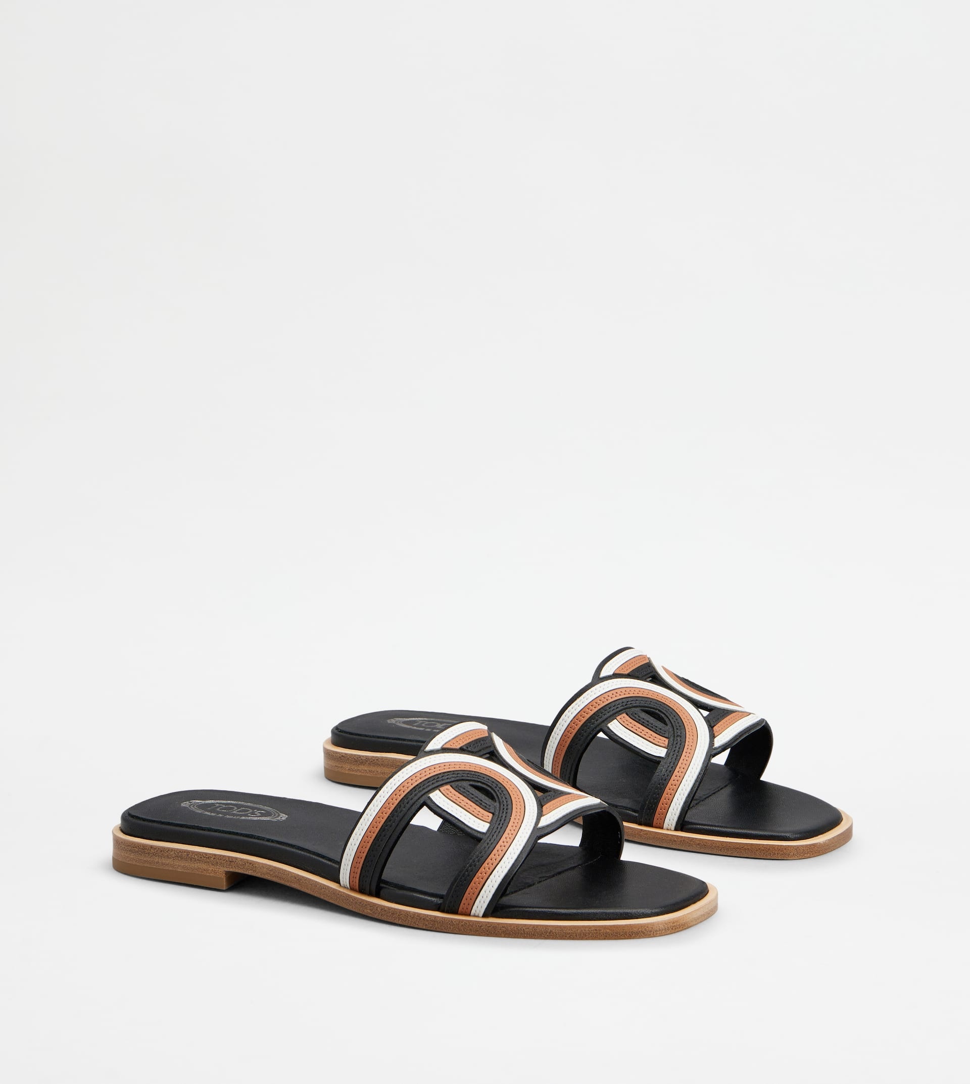 KATE SANDALS IN LEATHER - ORANGE, WHITE, BLACK - 4