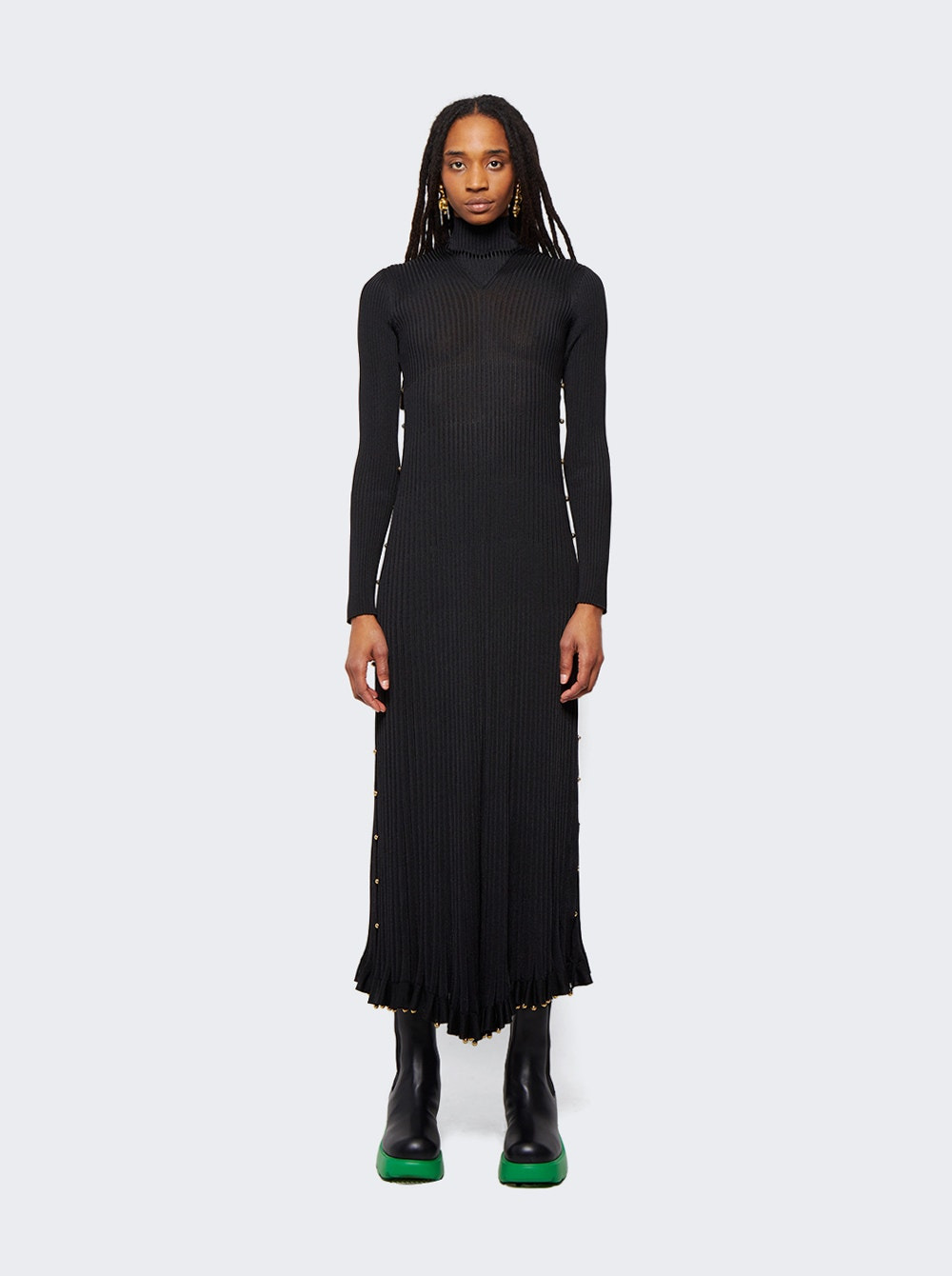 Light Viscose Plissé Dress Black - 3