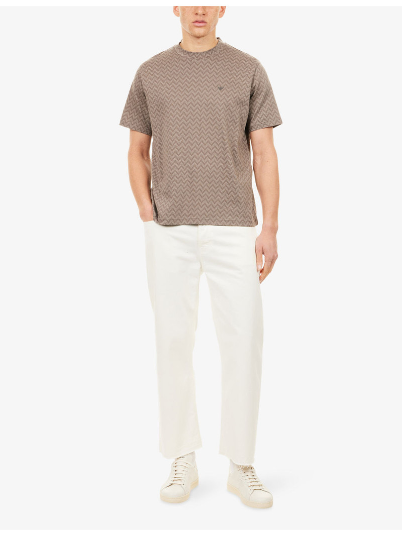 EMPORIO ARMANI Icon Chevron-Print Cotton-Jersey T-Shirt outlook