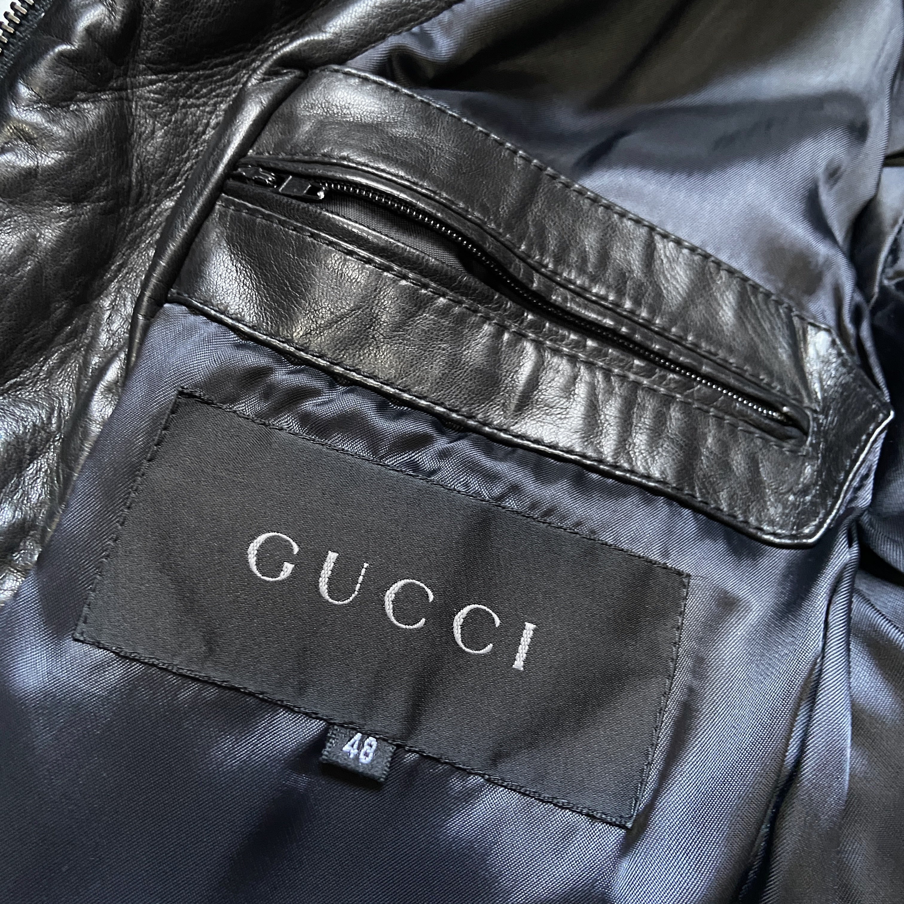 Gucci Fall 1998 Tom Ford Lambskin Leather Quilted Down Puffer Jacket 48 - 15