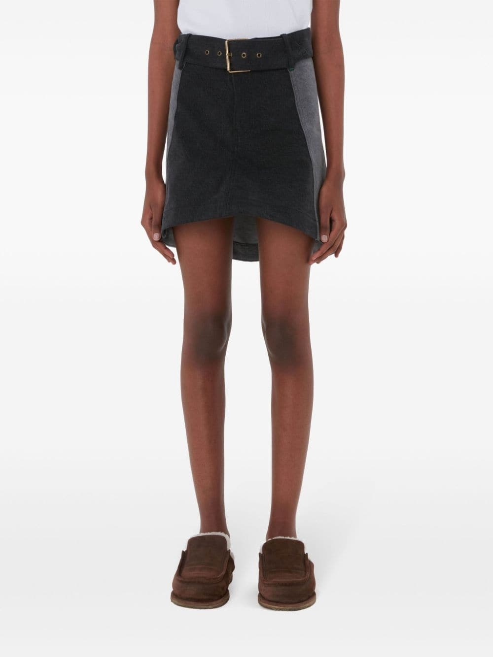panelled mini denim skirt - 3