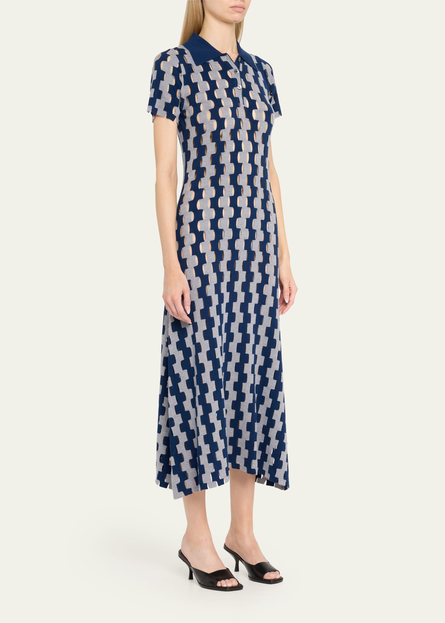 Margerite Abstract Cutout Merino Wool tMidi Dress - 4
