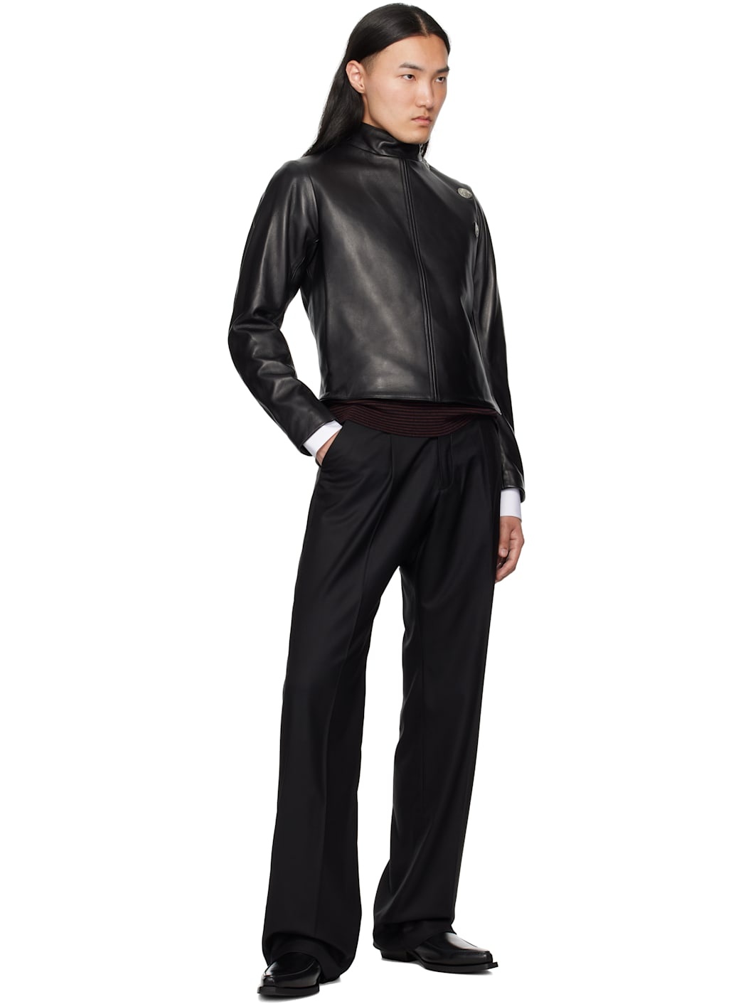 Black Fencing Leather Jacket - 5