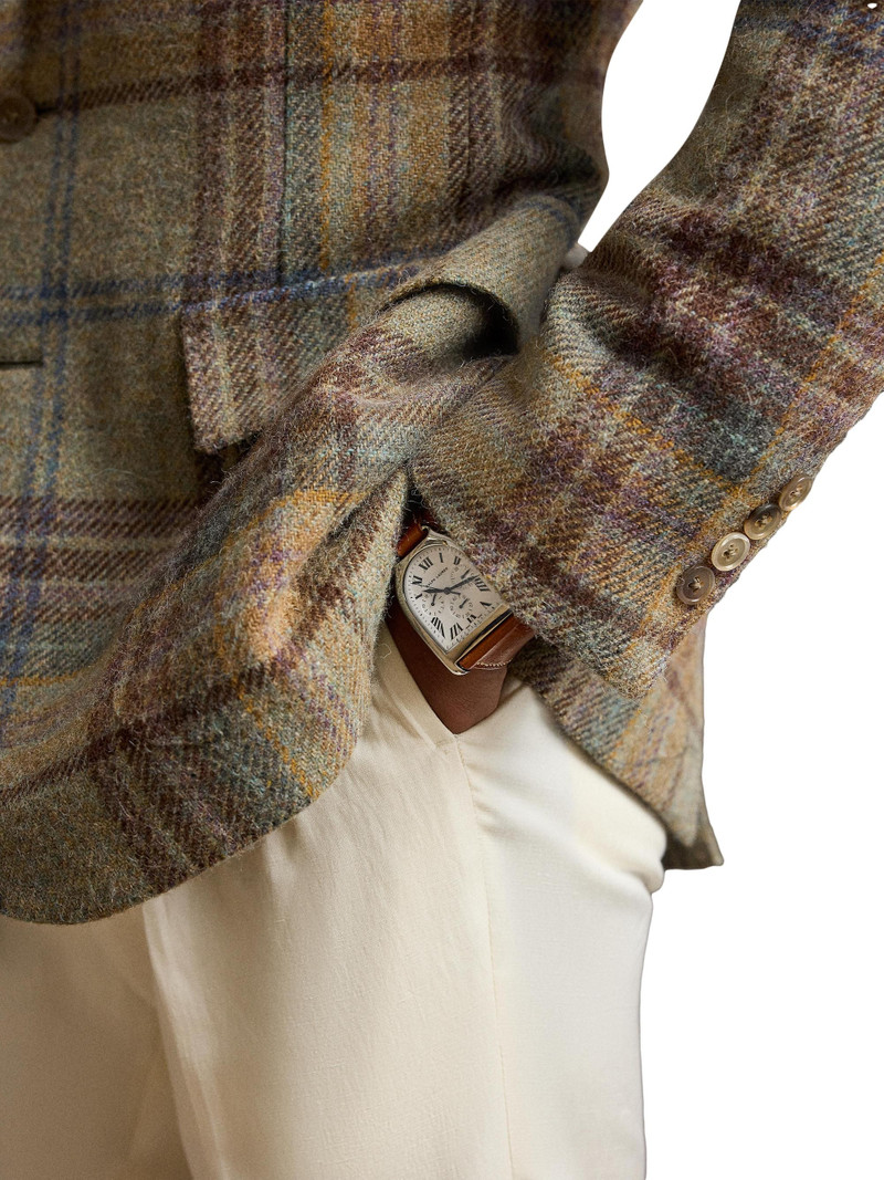 Men's Kent Hand-Tailored Plaid Wool Sportcoat - Sage Brown Tan Multi 8