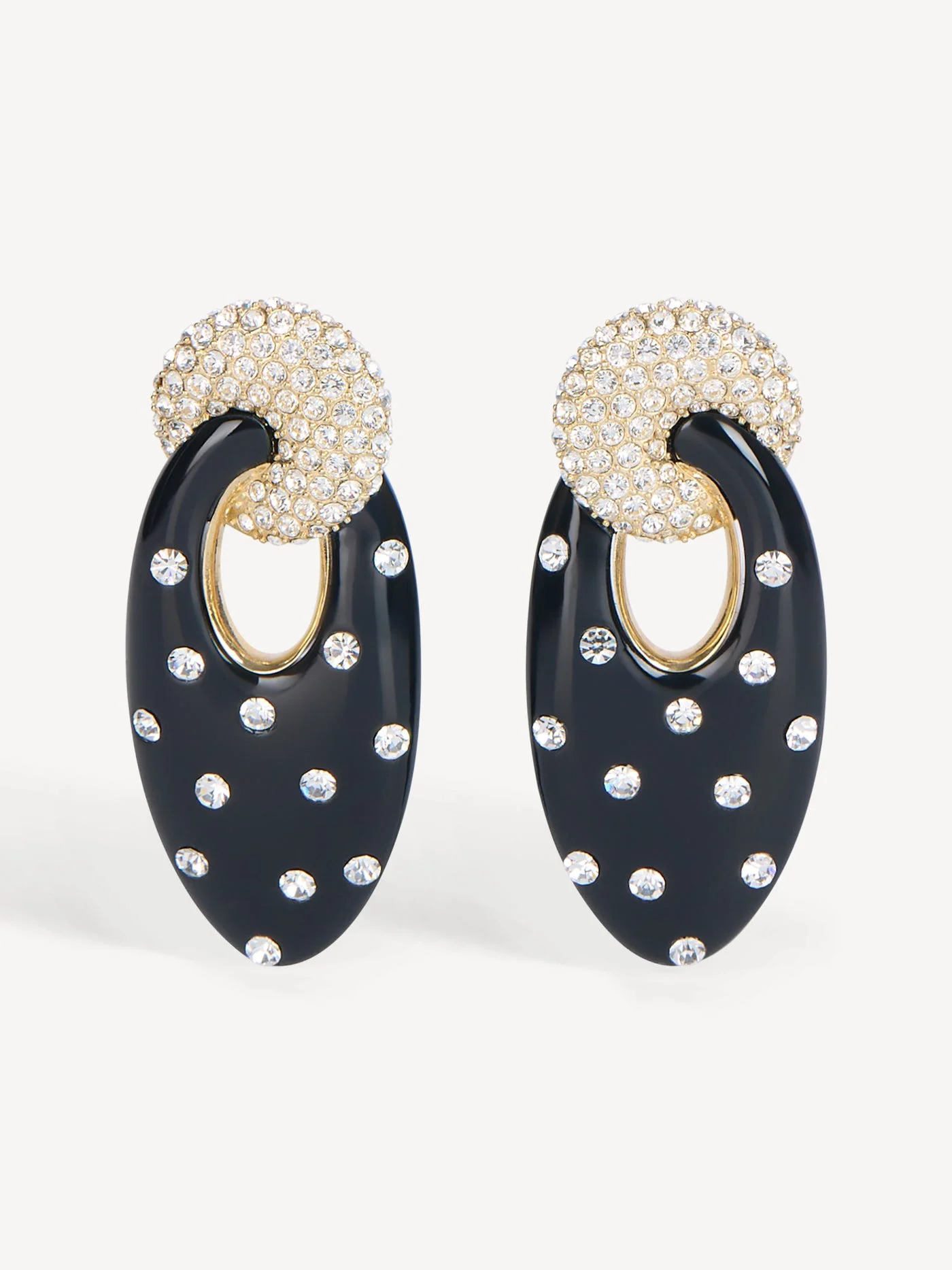 Lacquered brass Organic earrings with crystals - 1