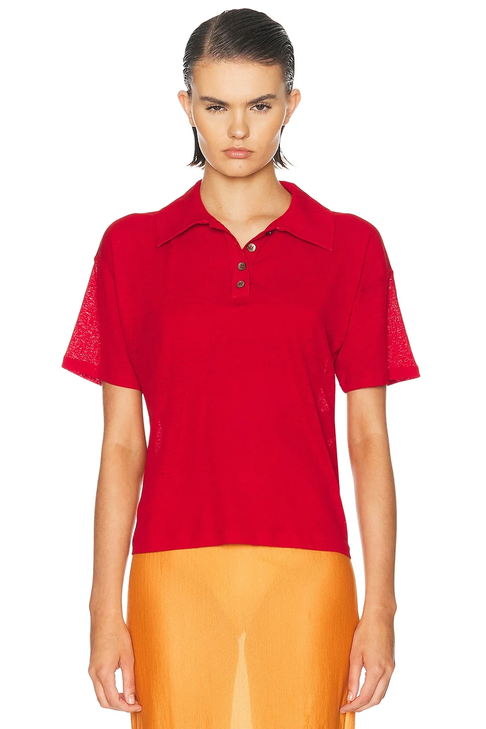 Leo Semi Sheer Polo Top - 1