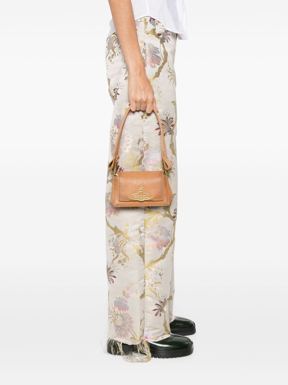 Orb-plaque leather shoulder bag - 2