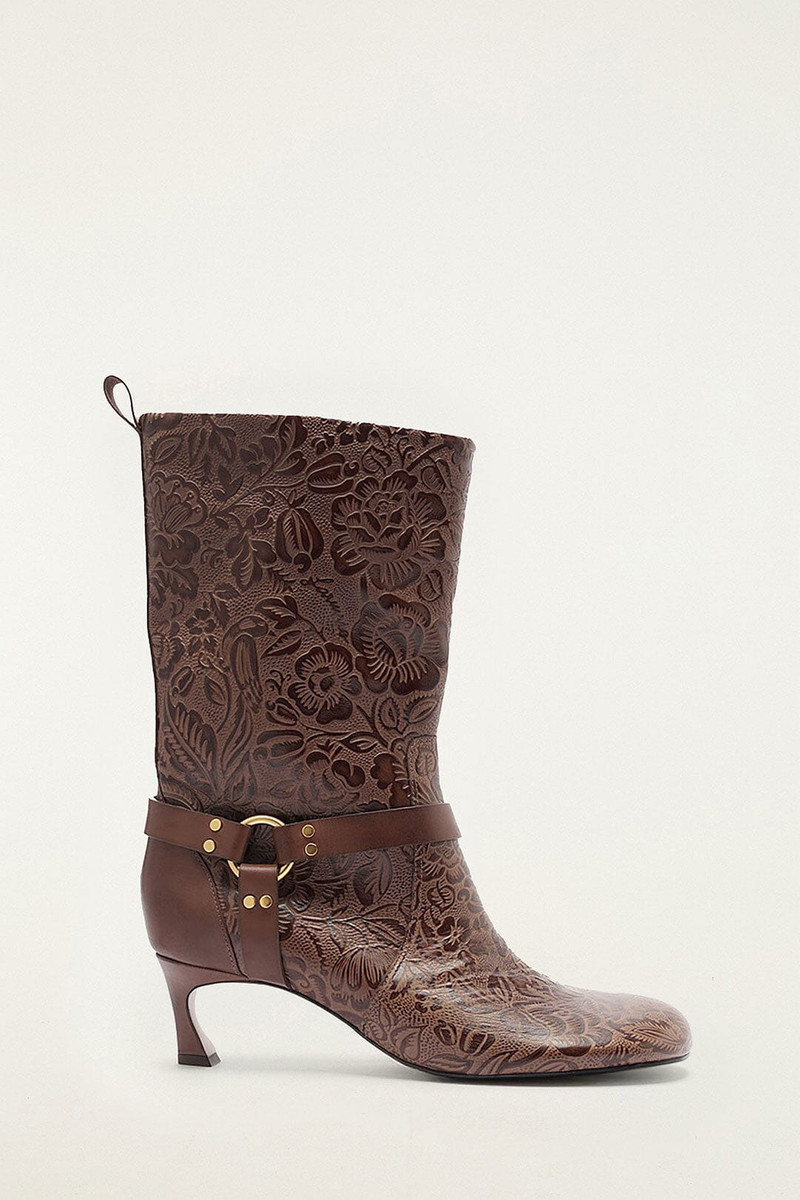 Brwon Harness Embossed Boot 1