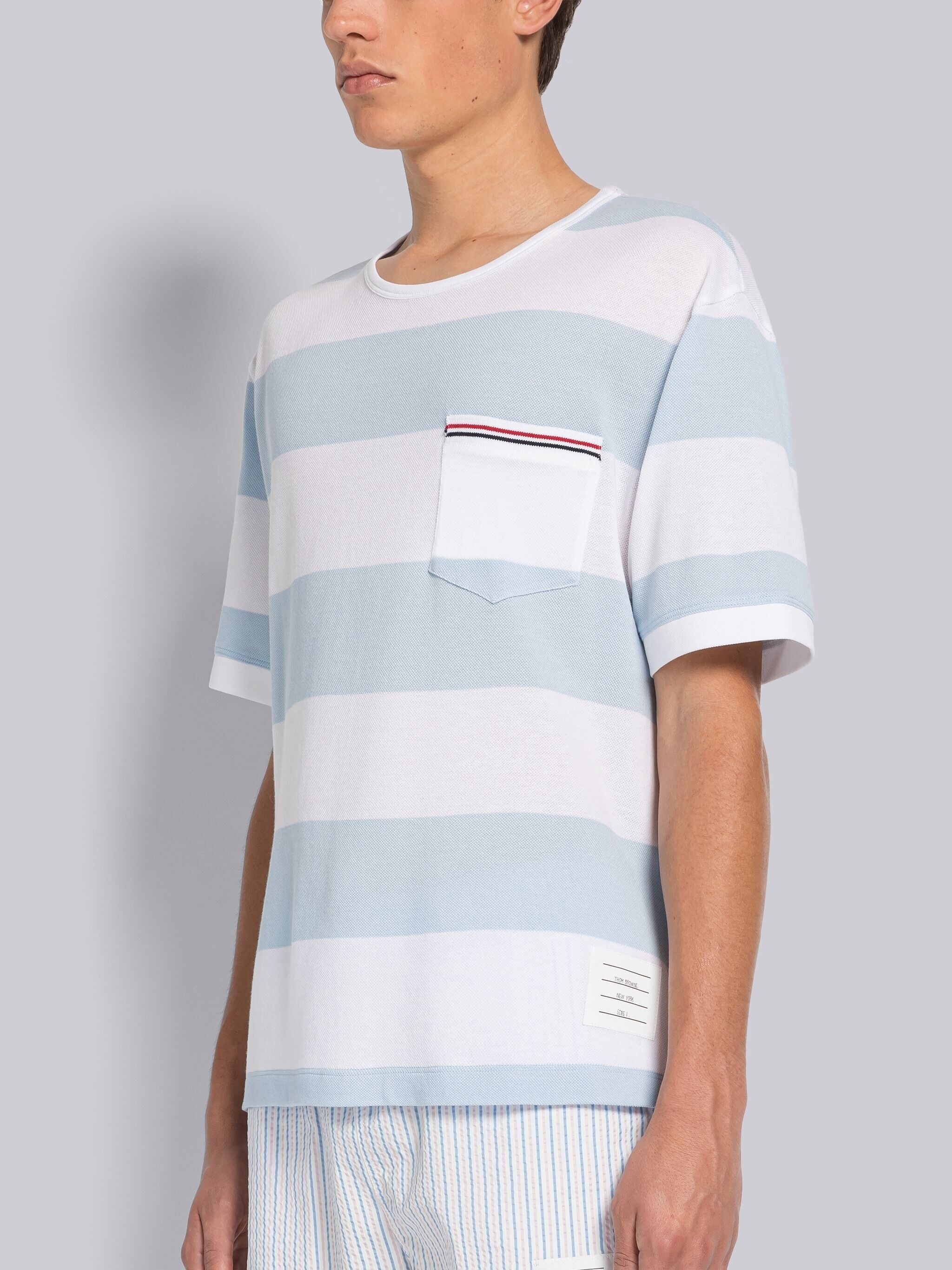 RUGBY STRIPE PIQUE OVERSIZED SHORT SLEEVE POCKET TEE - 2