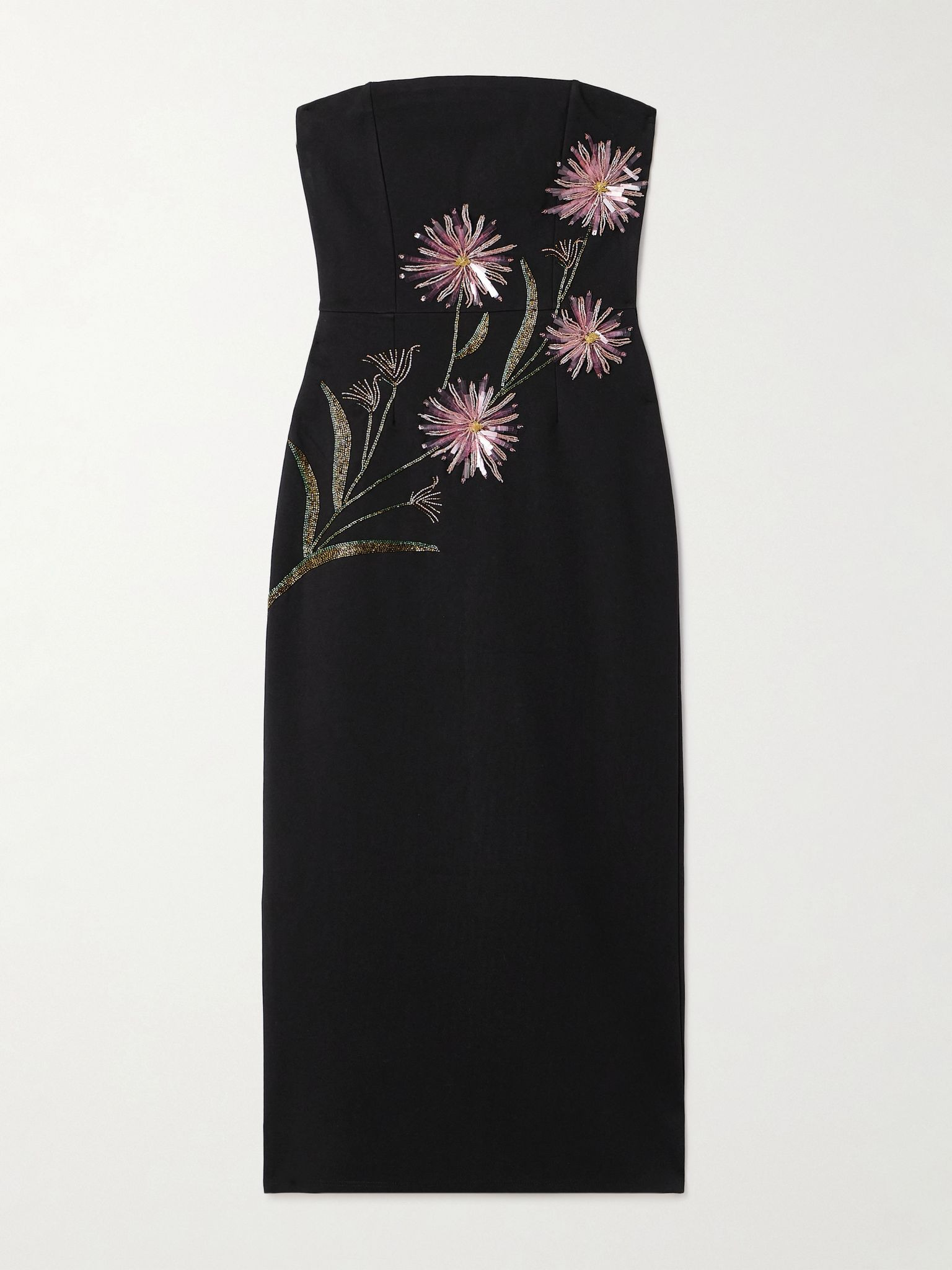 Brooke strapless embellished crepe midi dress Black - 1