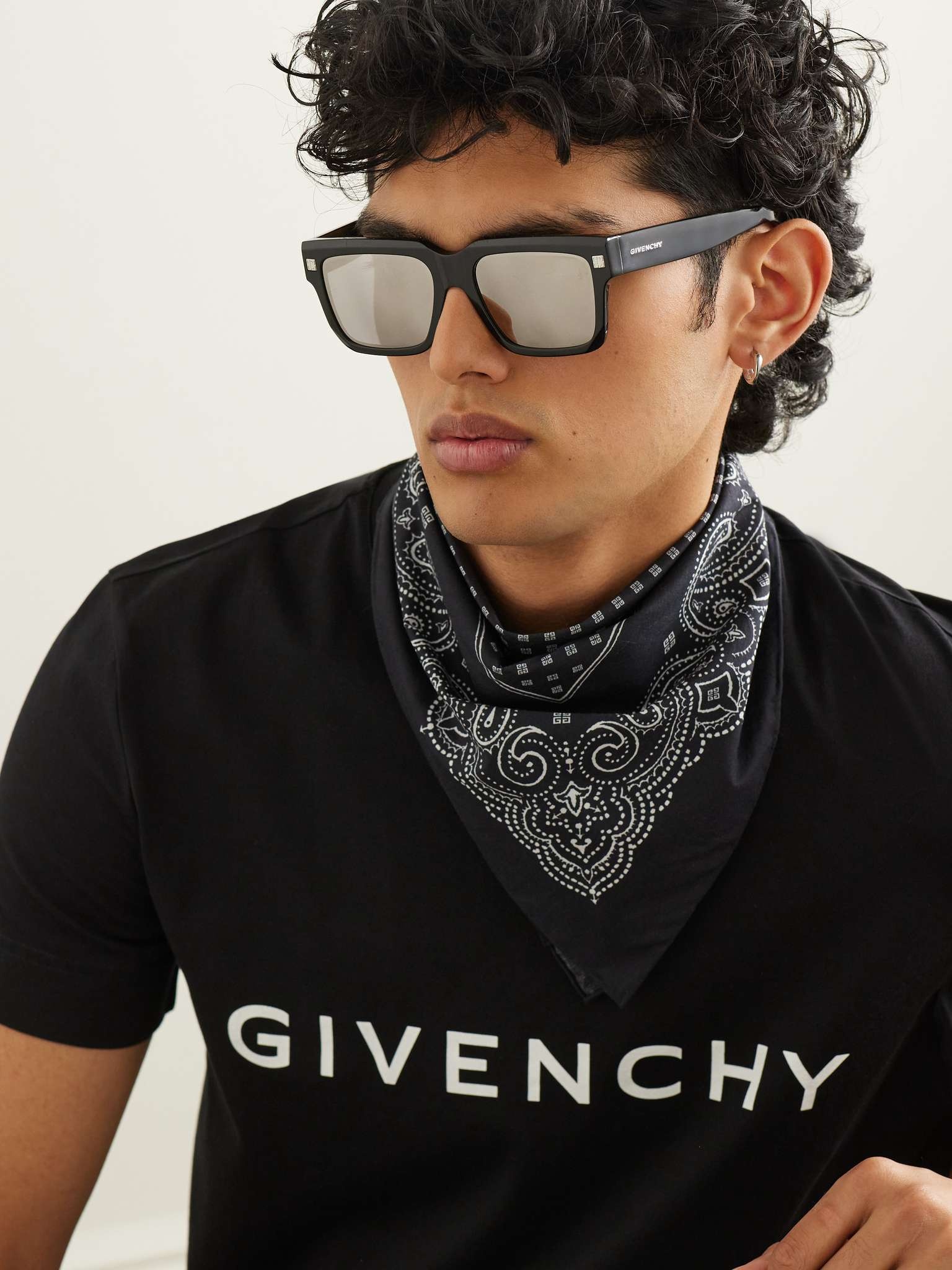 GIVENCHY Mirrored D-Frame Silver-Tone Sunglasses for Men