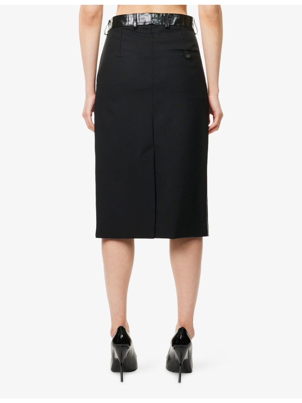 Panelled Crocodile-Embossed Faux-Leather Midi Skirt - 4