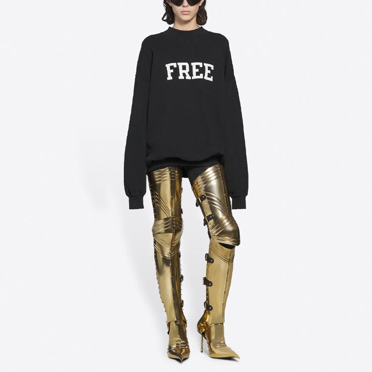 Balenciaga Unisex FW21 Free Printing Round-neck Sweatshirt Black 652981TKVD41070 - 3