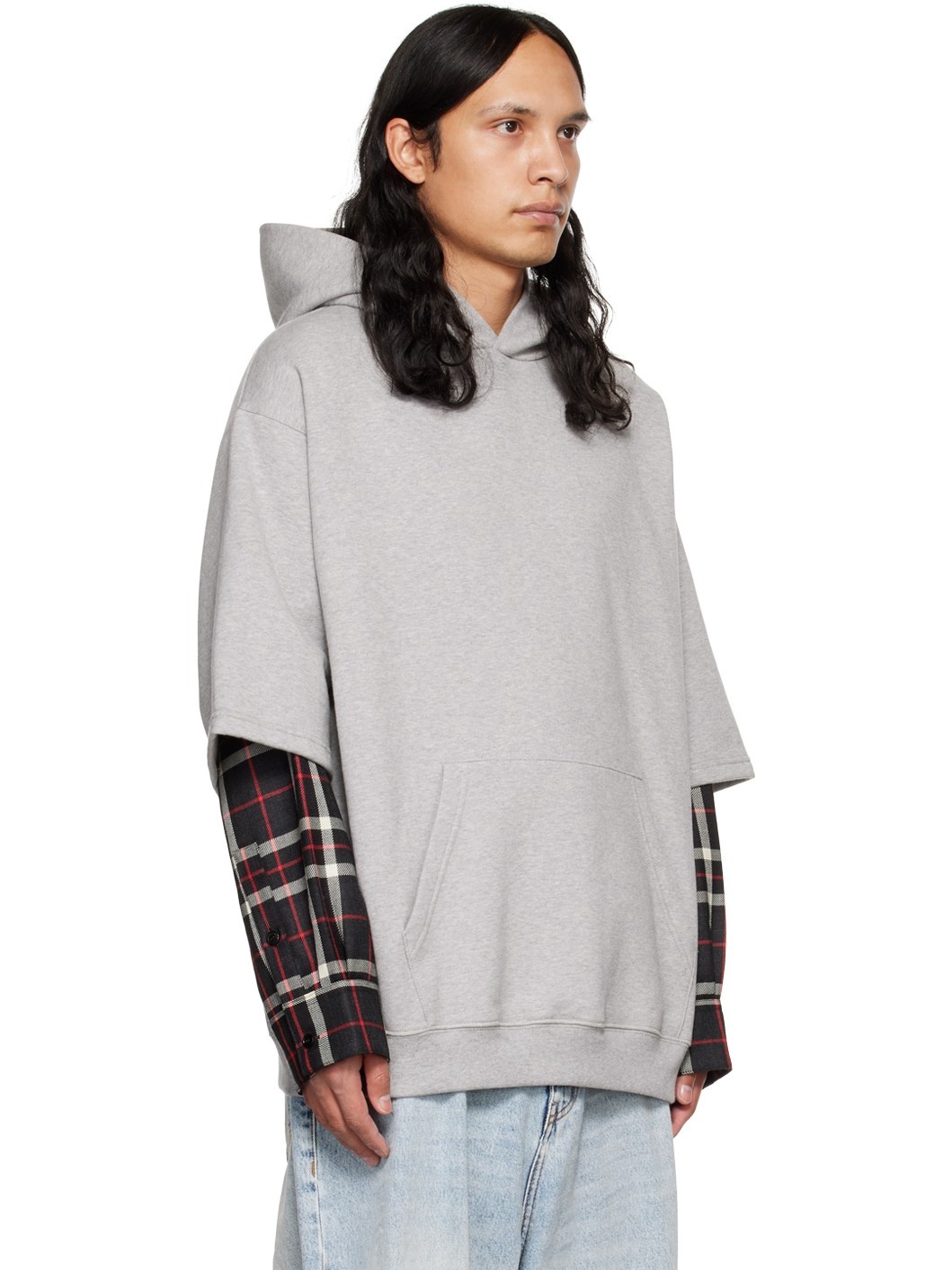 Gray Layered Hoodie - 2