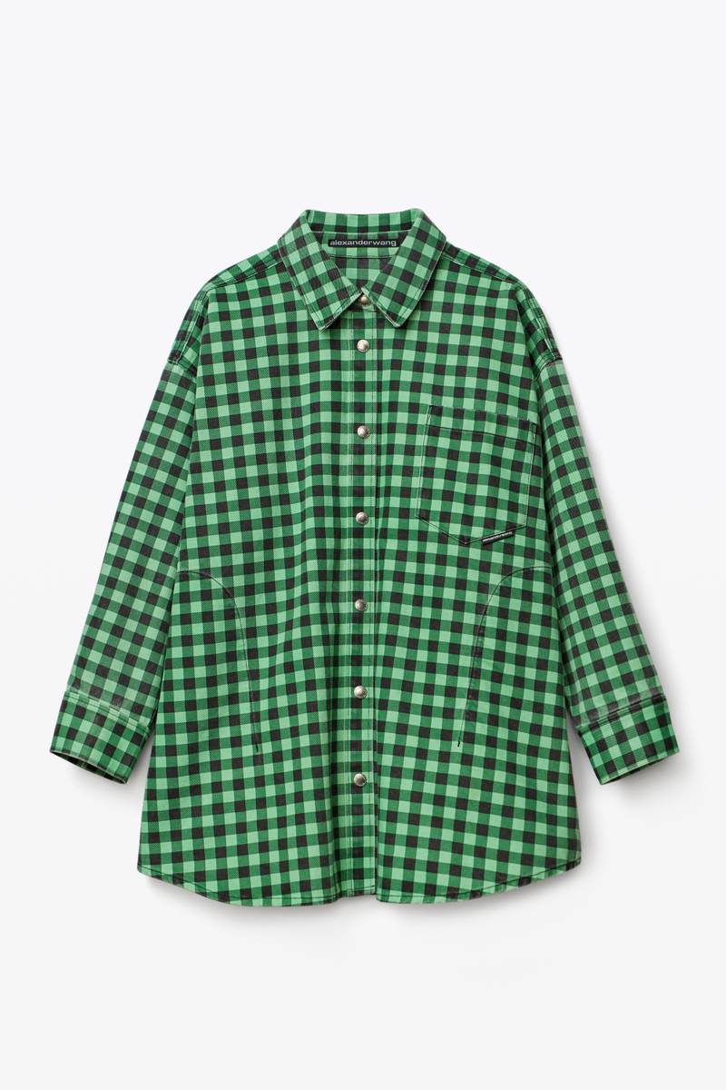 OVERSIZED SHIRT JACKET IN GINGHAM DENIM 1