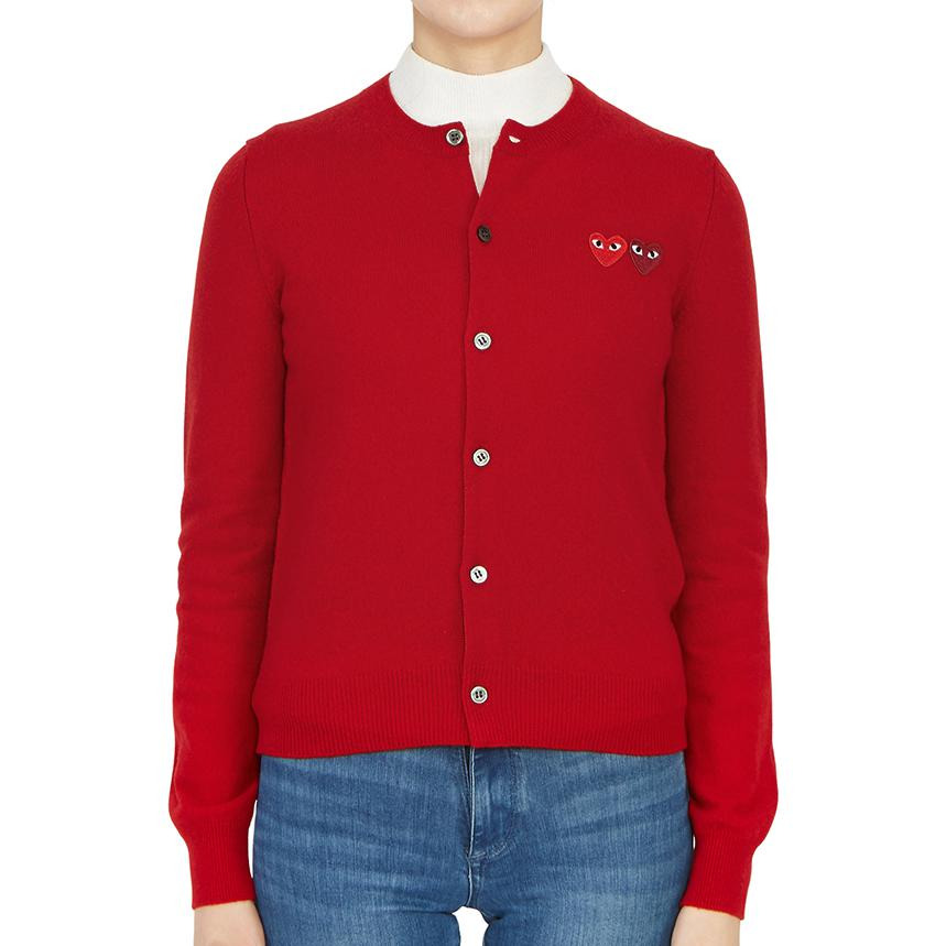 (WMNS) COMME des GARCONS PLAY Cardigan Double Emblem 'Red' AZ-N057-051-5 - 4