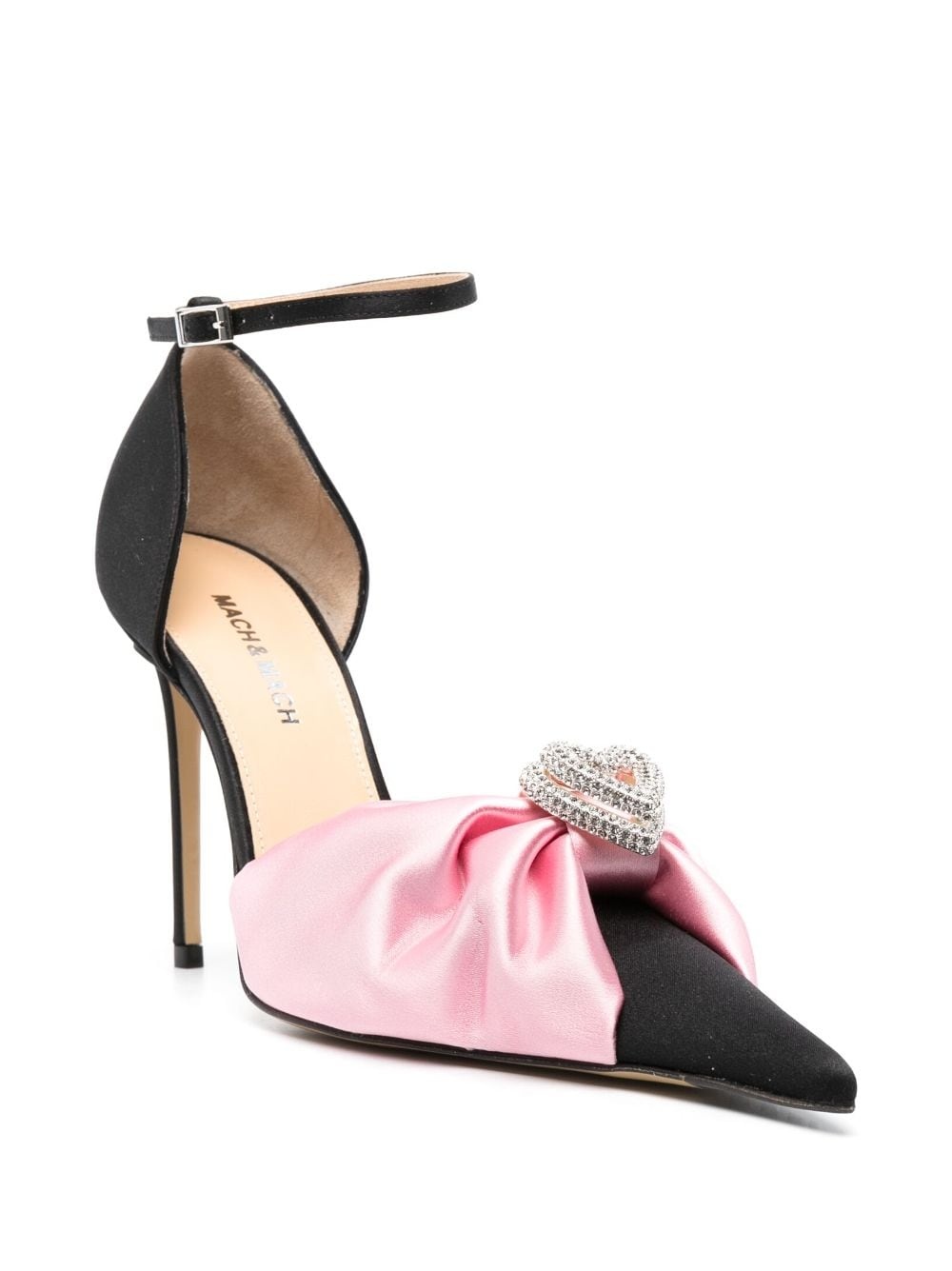 Double Heart 110mm satin pumps - 2