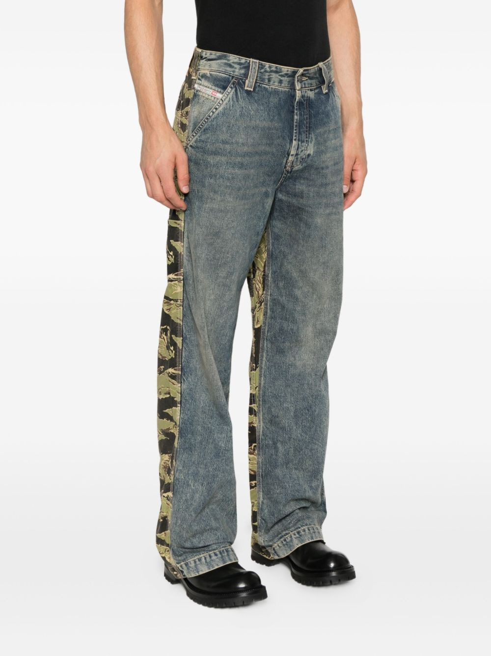 tiger-stripe panel jeans - 3
