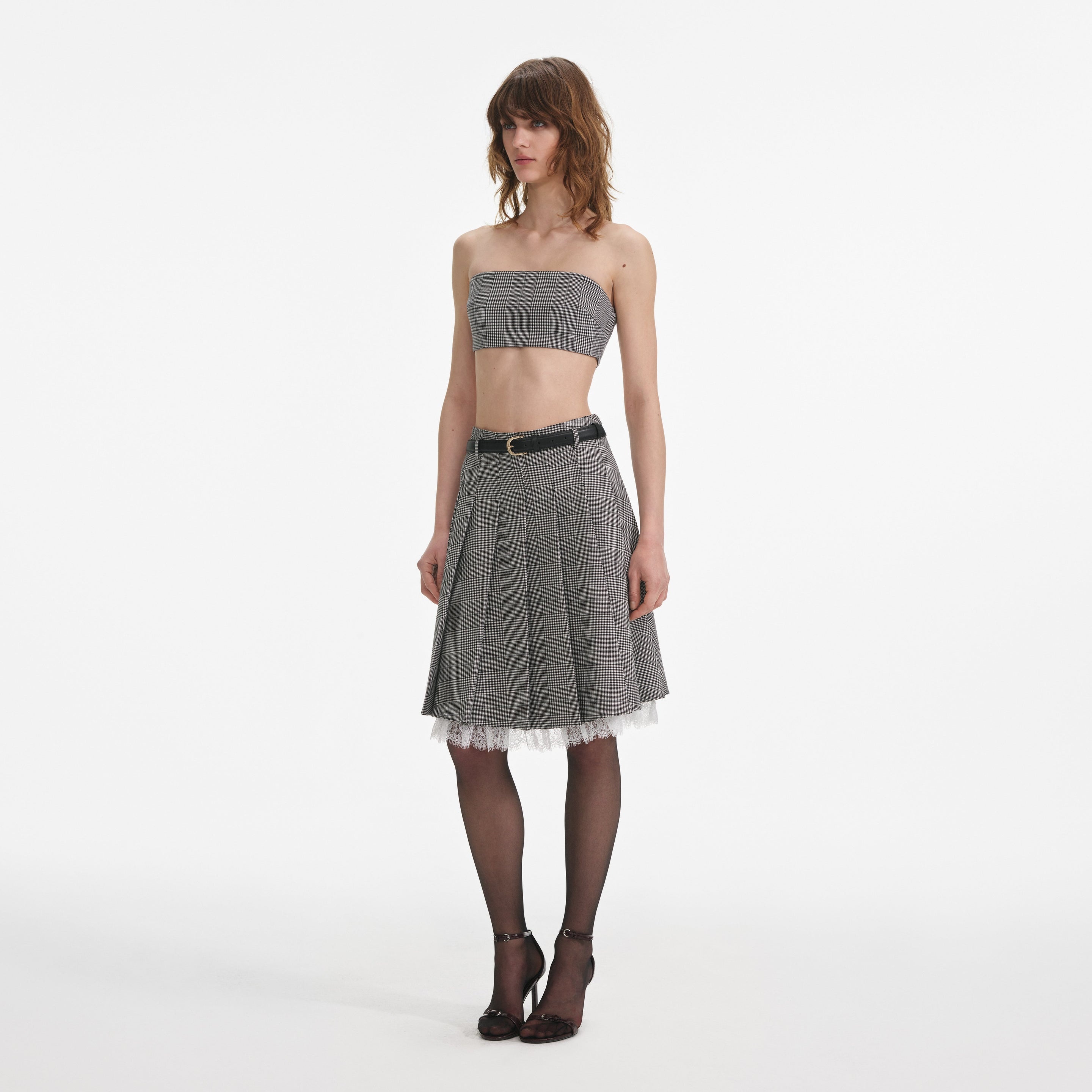 Prince Of Wales Check Pleated Midi Skirt - 2