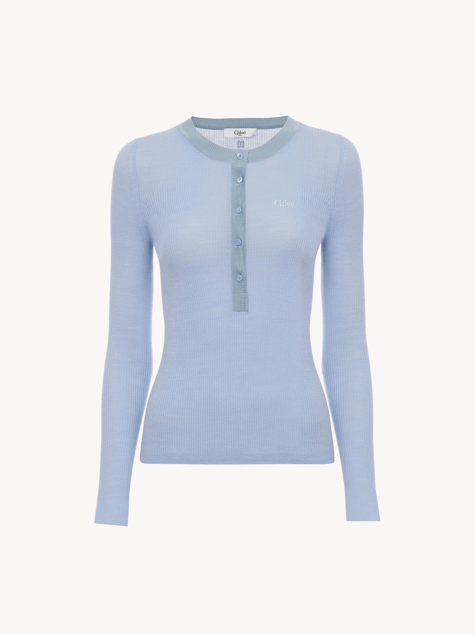 KNITTED HENLEY SHIRT IN SUPERFINE WOOL KNIT - 2