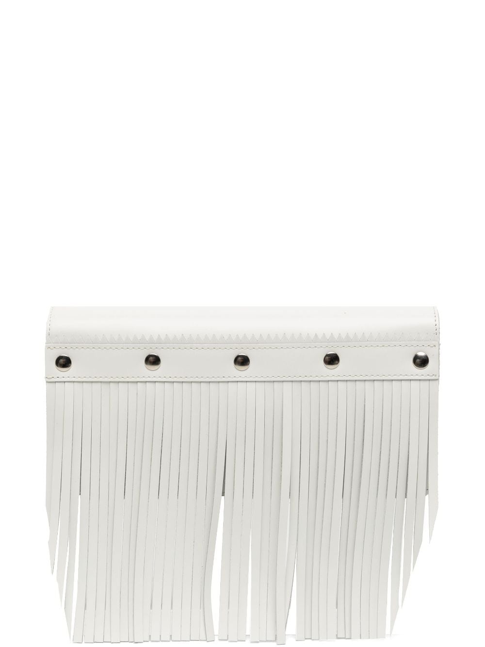 stud-embellished fringed leather wallet - 1