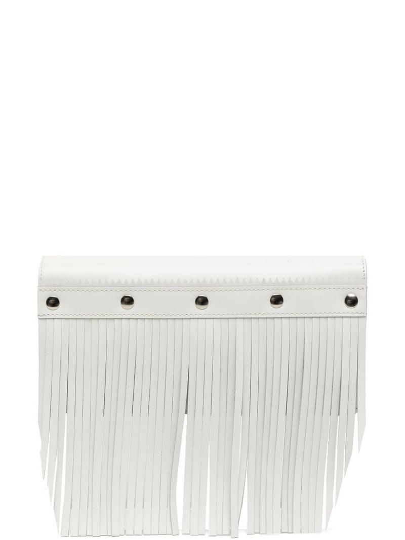 stud-embellished fringed leather wallet 1