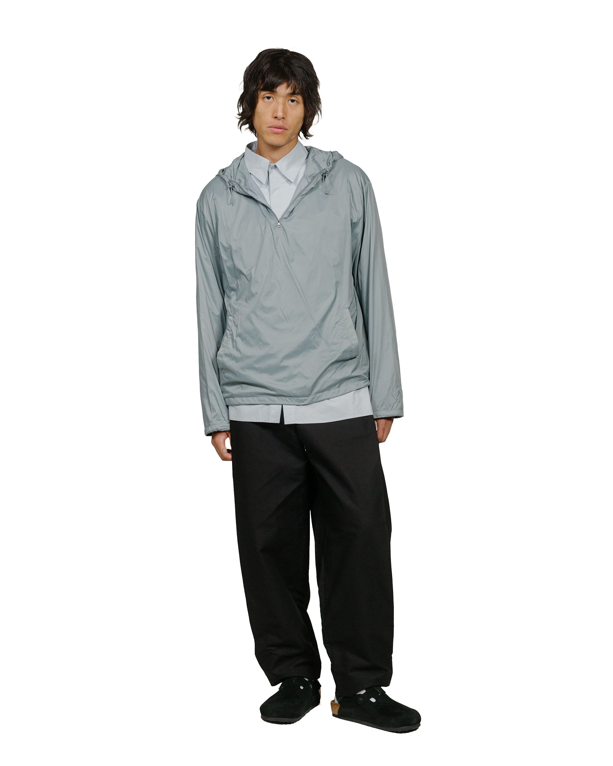 Glossy Nylon Half Zip-Up Jumper Blue Grey - 4