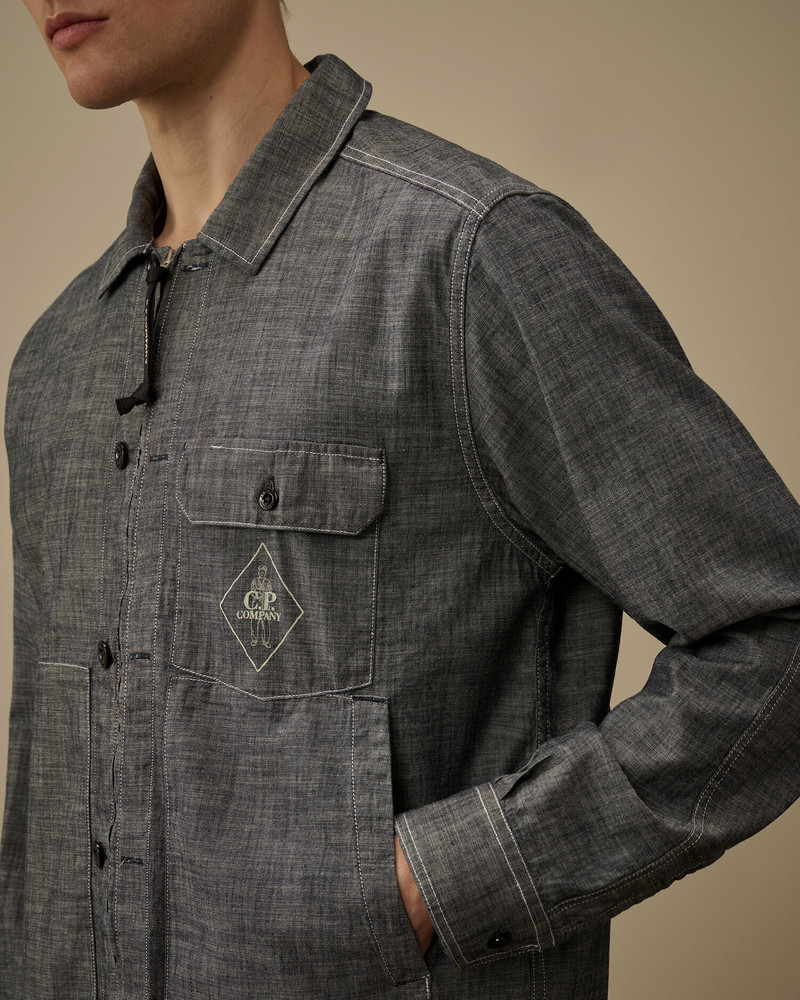 Chambray Long Sleeve Zip Shirt 5