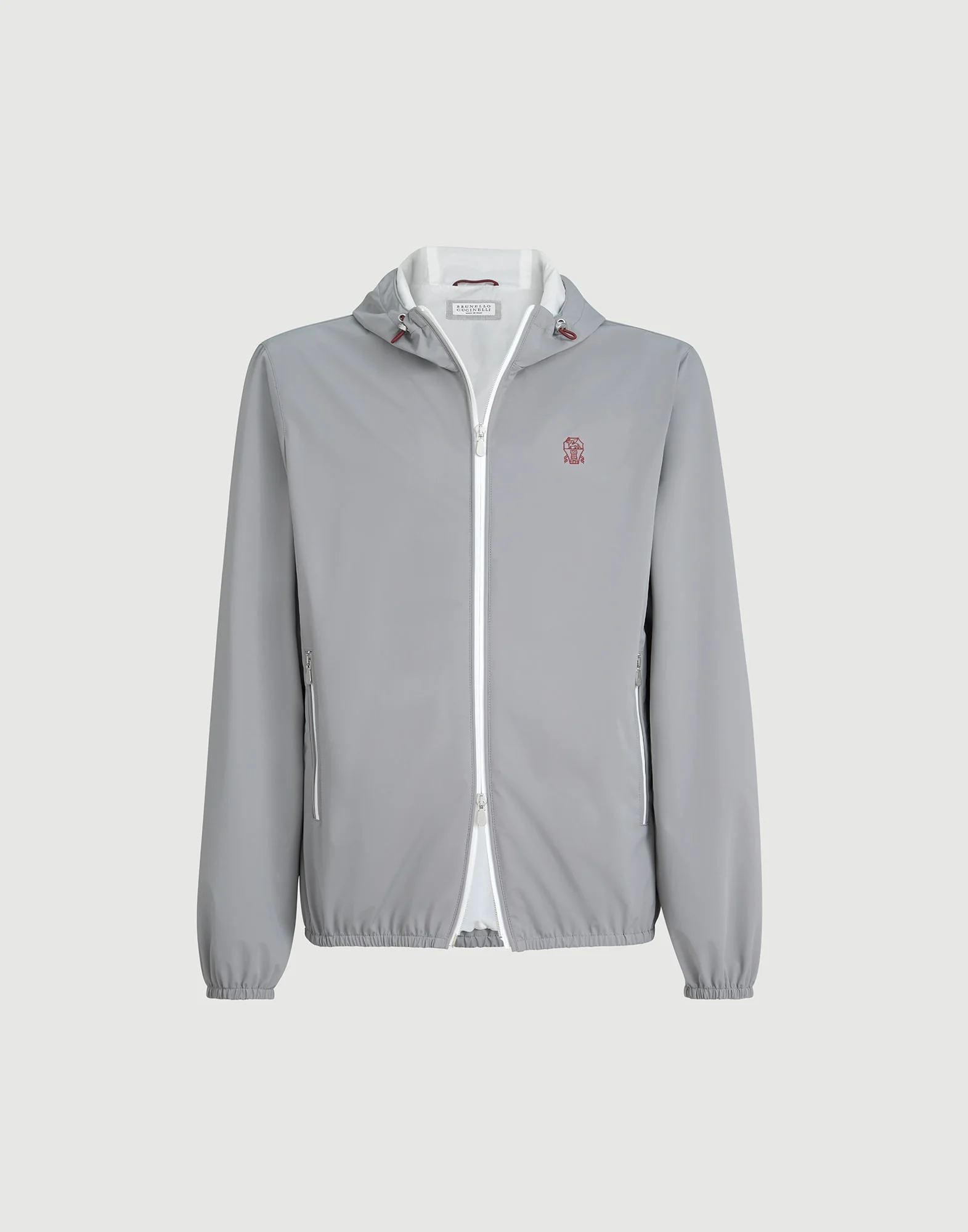 Bonded nylon hooded outerwear jacket with logo - 1