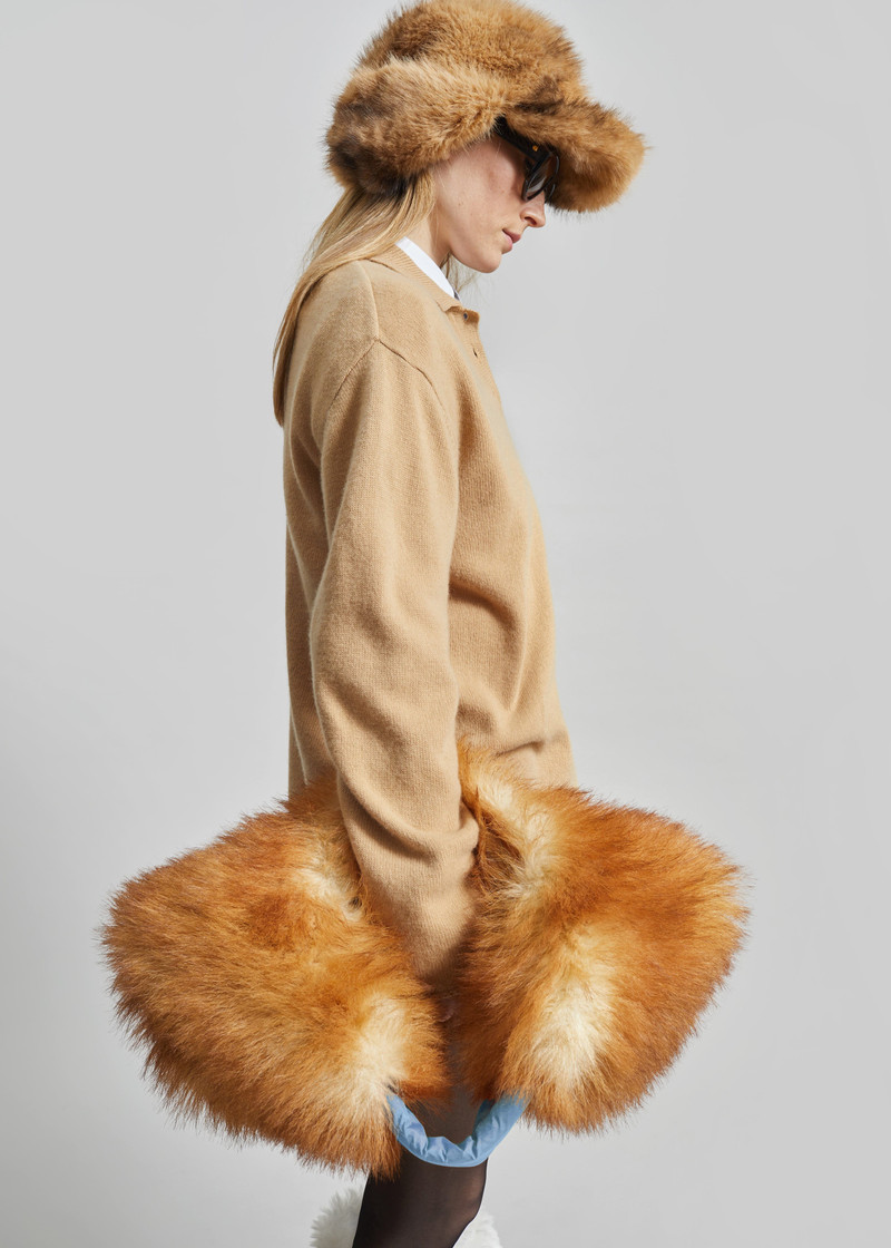 Freccia Faux Fur Aviator Hat - Beige/Brown 3