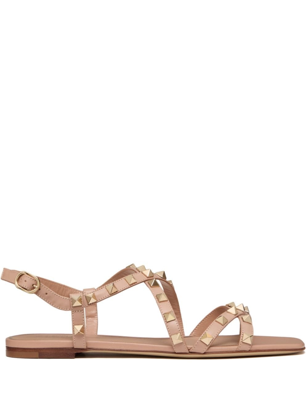 Rockstud-embellished flat leather sandals - 1