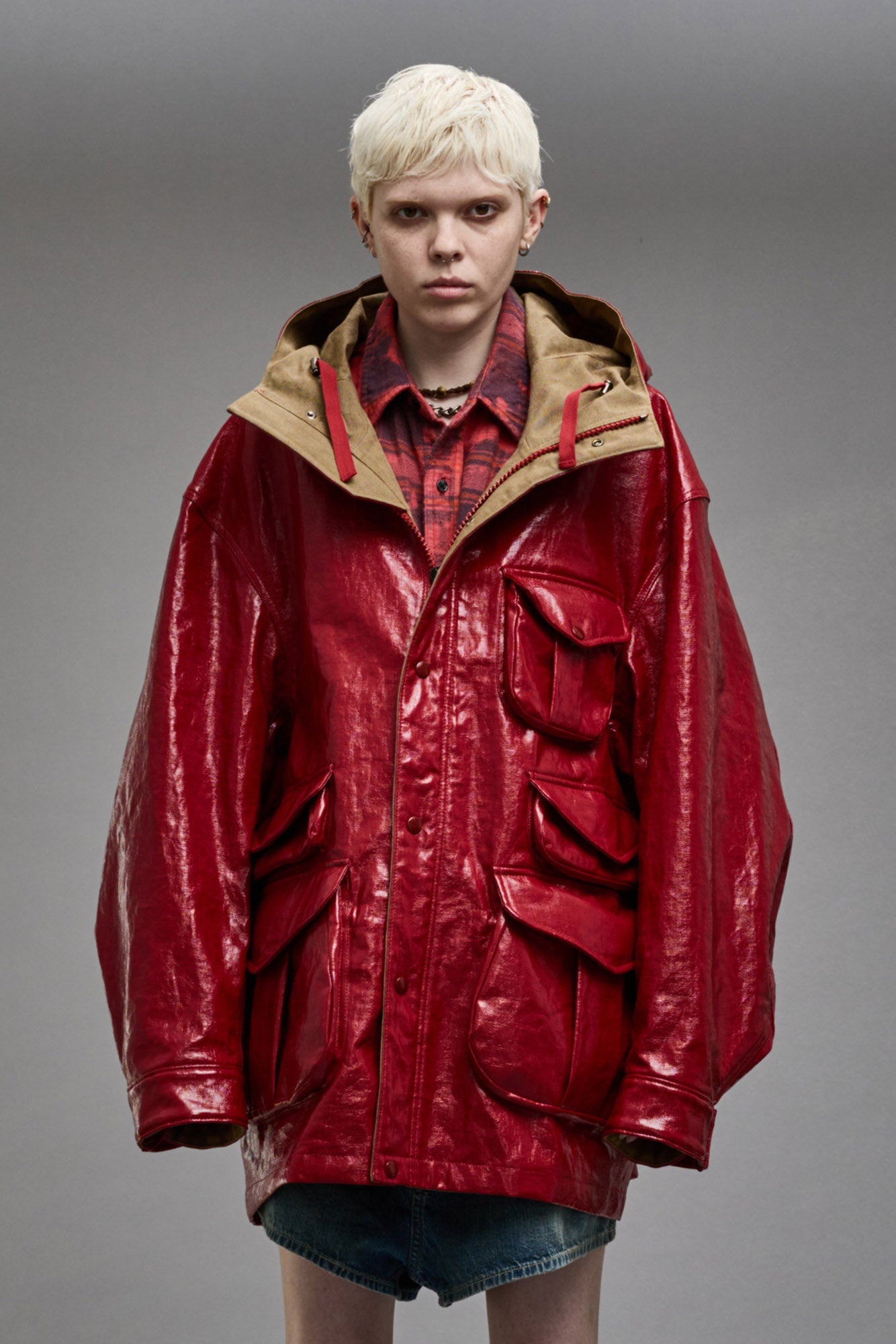 MULTIPOCKET PARKA - RED COAT - 4