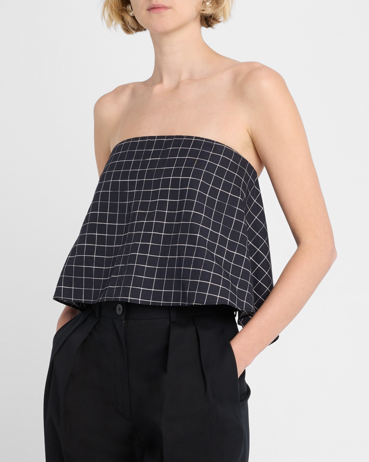 Strapless Tie-Back Plaid Top - 4