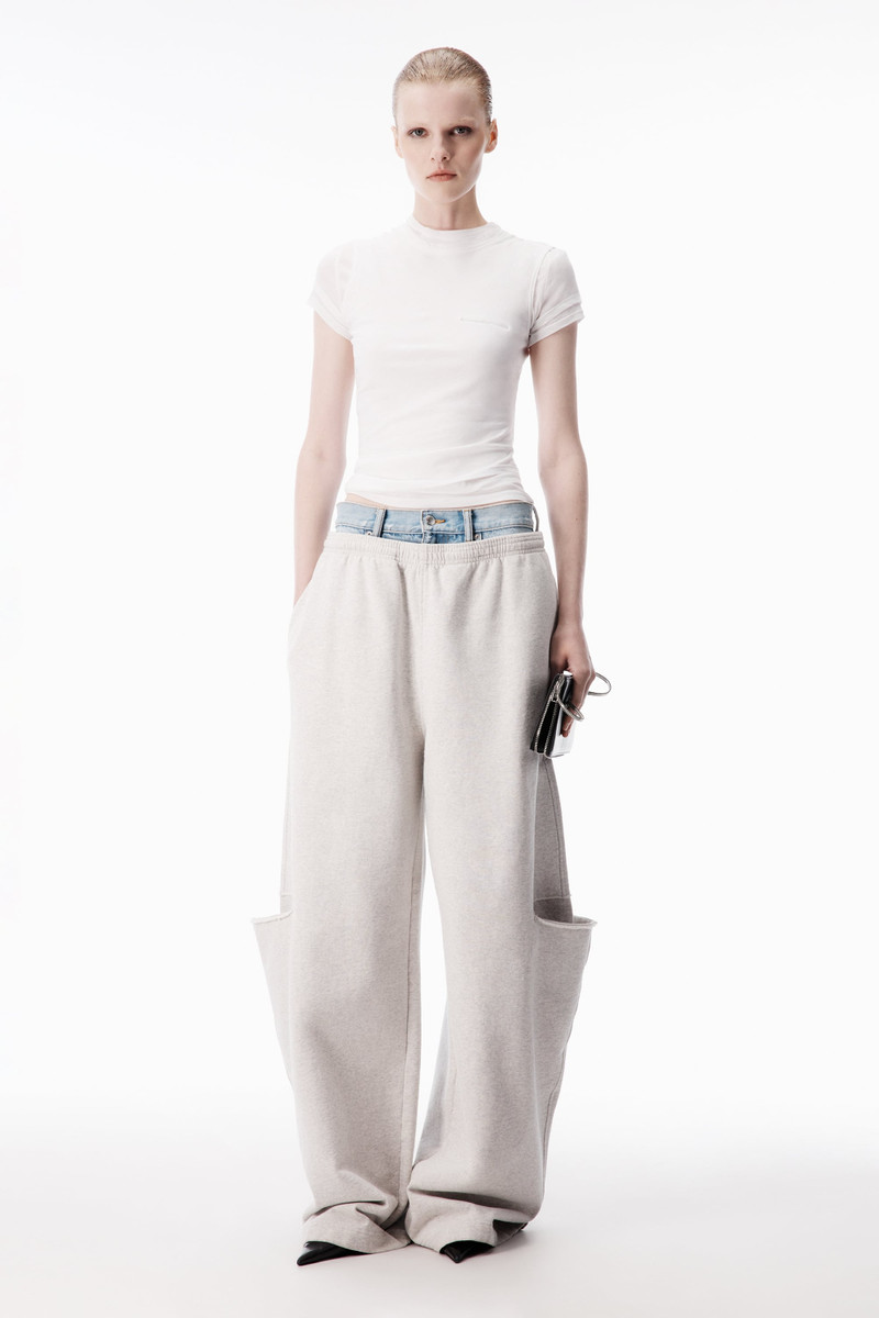 Alexander Wang DENIM WAISTBAND SLASHED SWEATPANT outlook