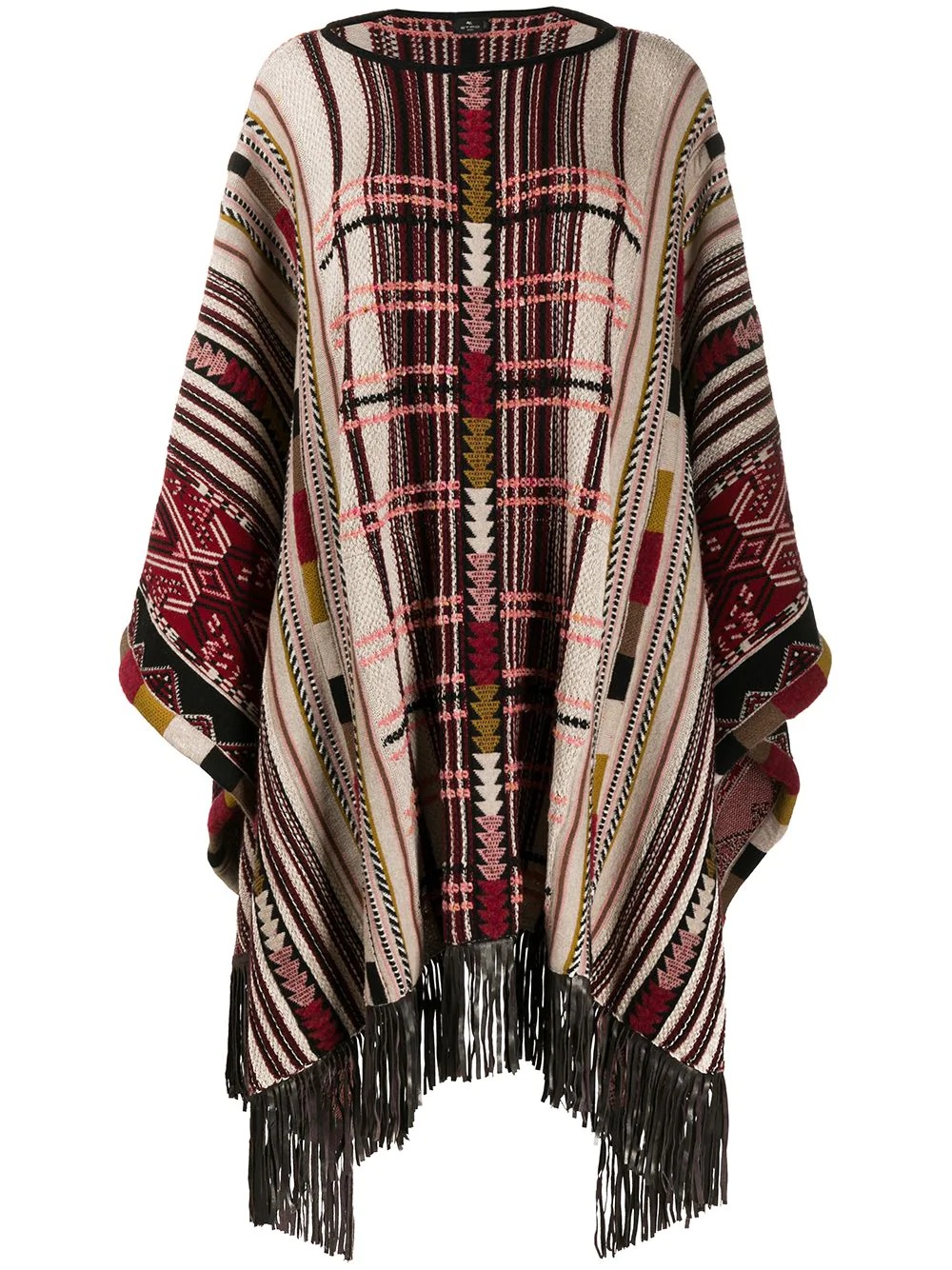 patterned knit poncho - 1