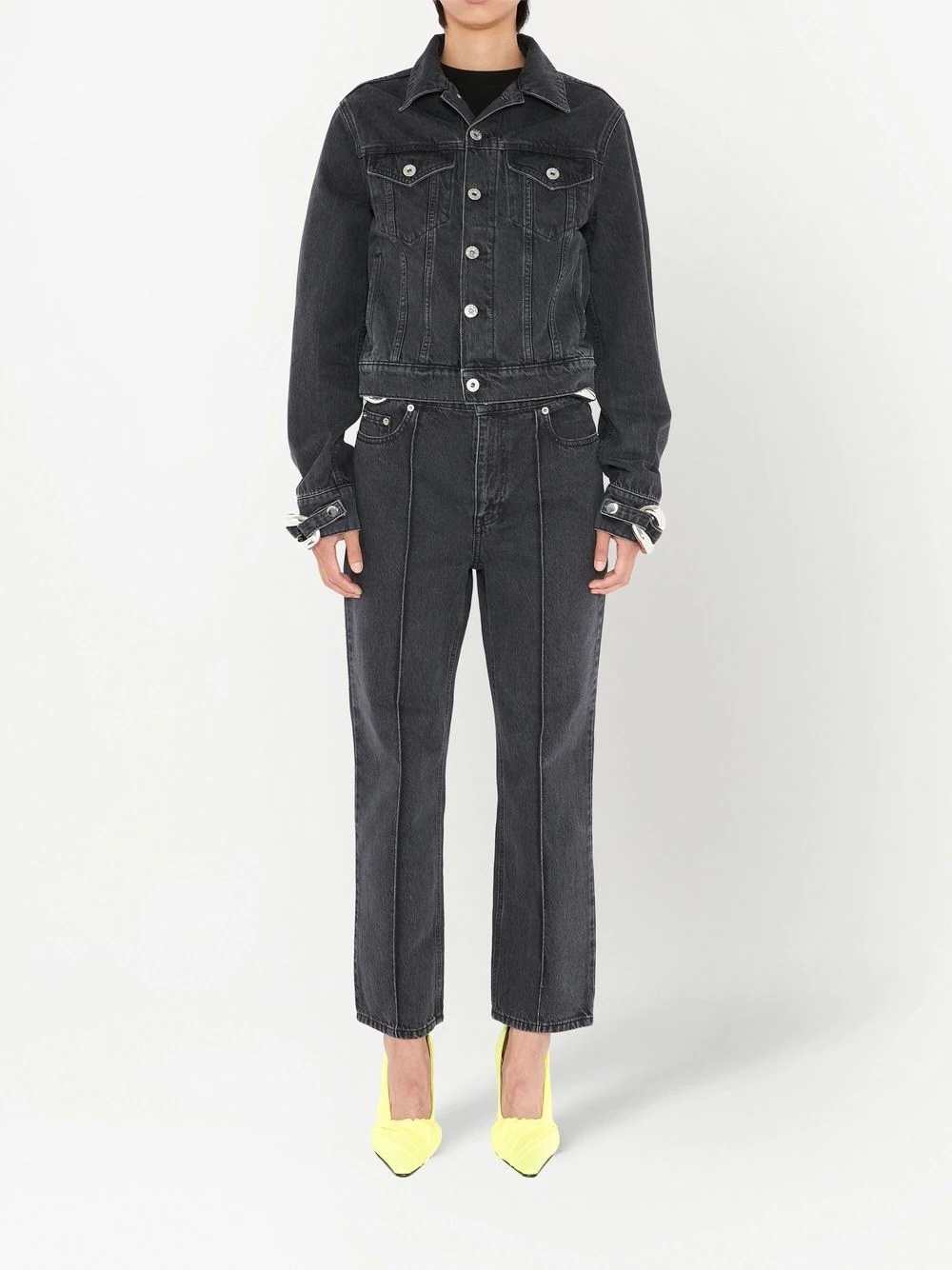 chain-link detail denim jacket - 2