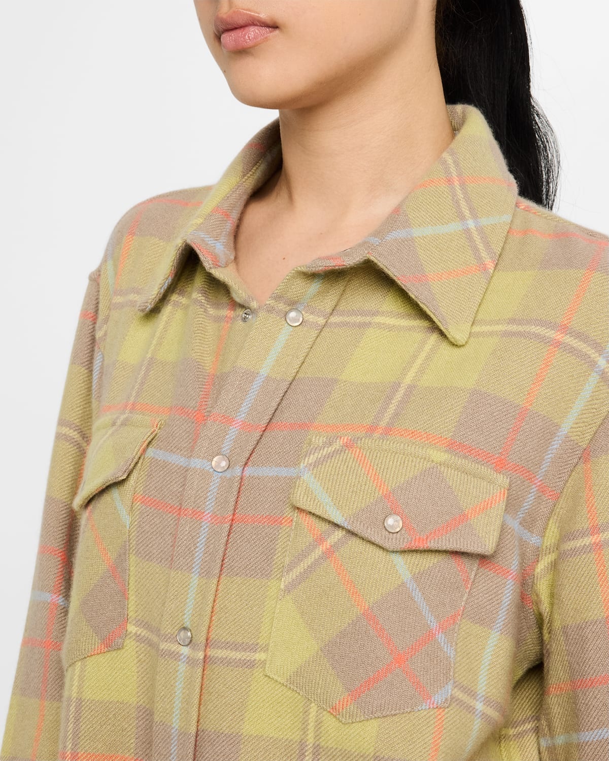 Earth Tartan Cashmere Button Down Shirt - 5