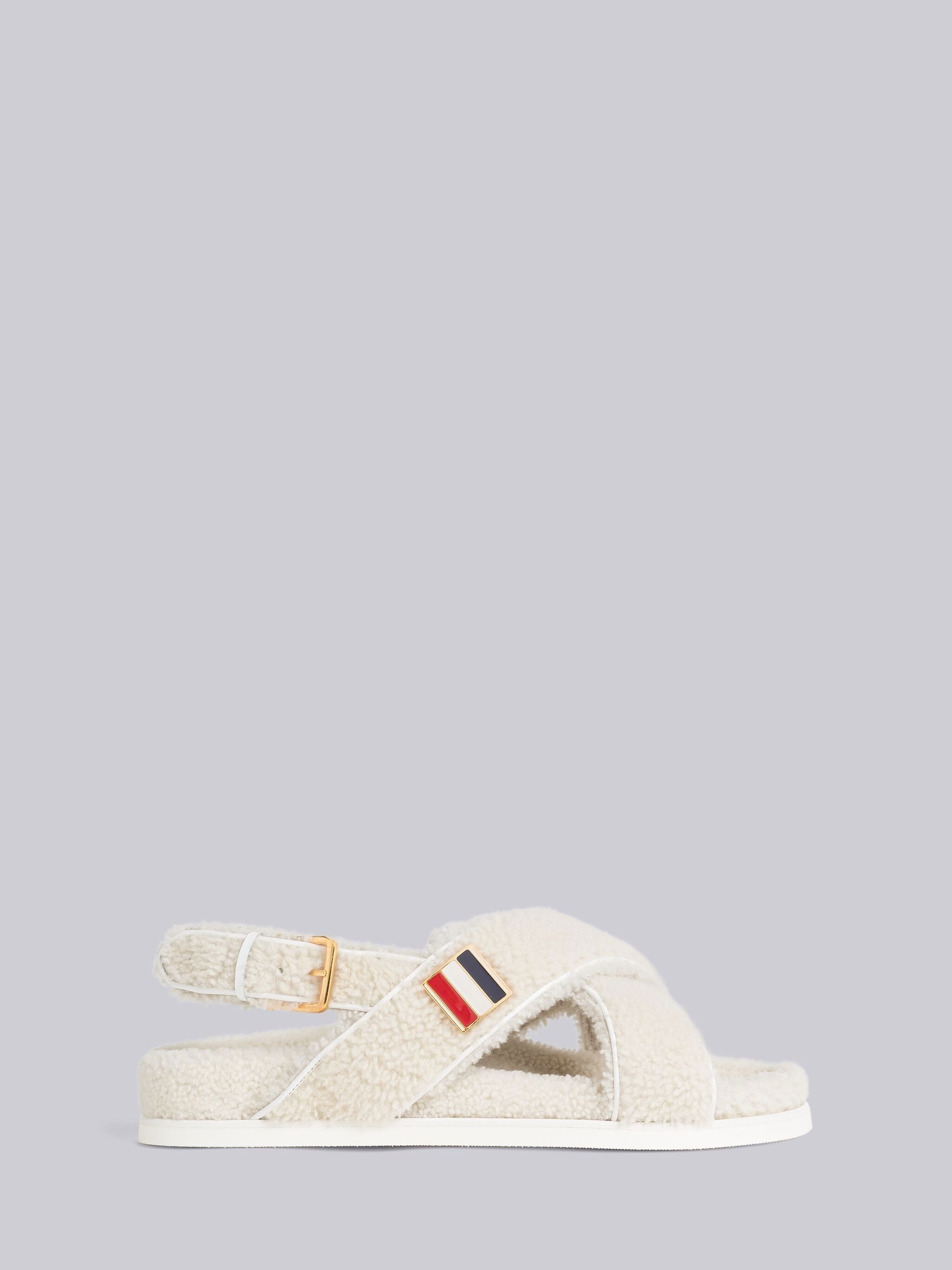 shearling RWB buckle sandals - 1