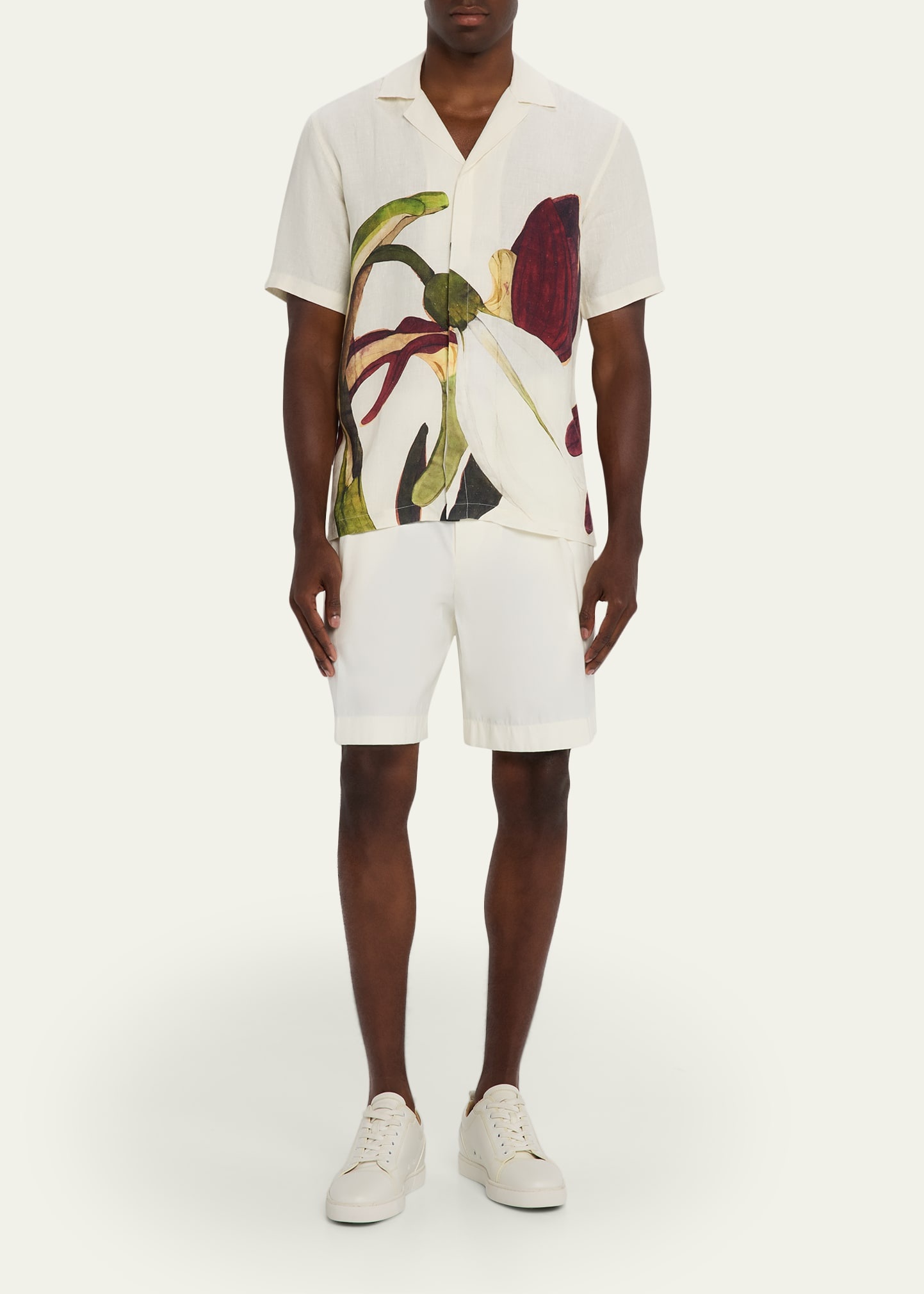 Men's Maitan Linen Orchid-Print Camp Shirt - 2