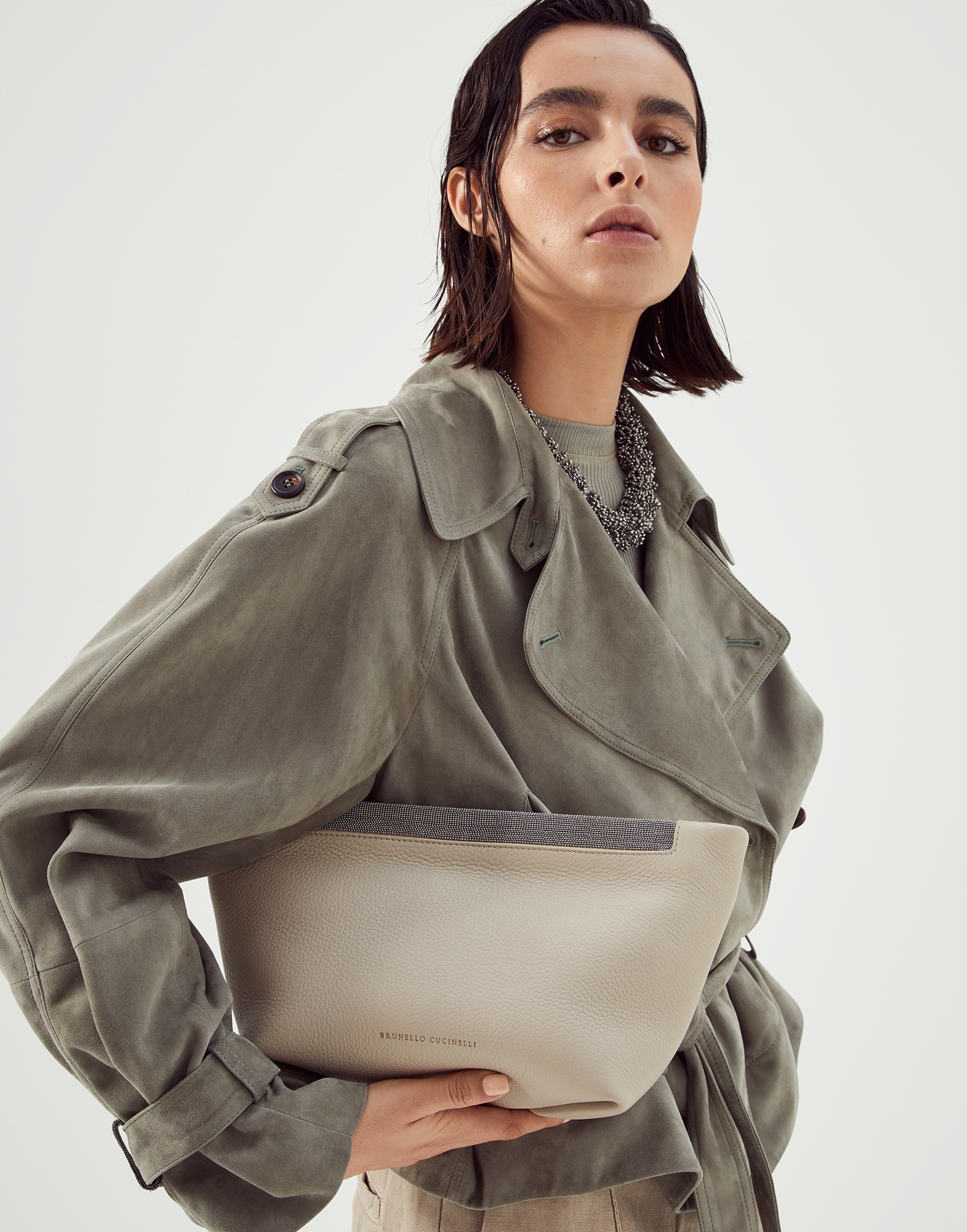 Texture calfskin soft bag with precious opening - 4