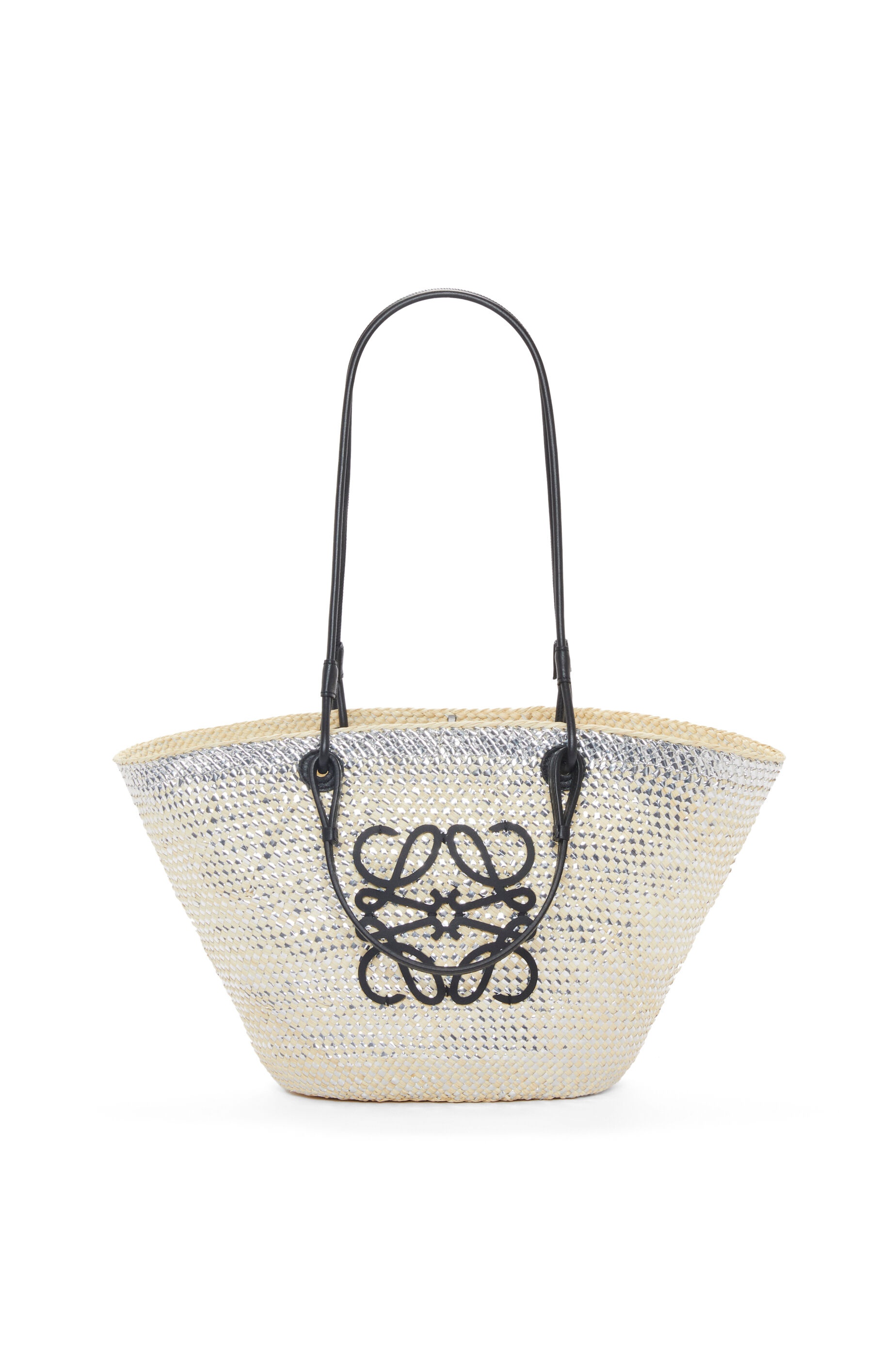Sparkling Anagram basket bag in iraca palm and calfskin - 1