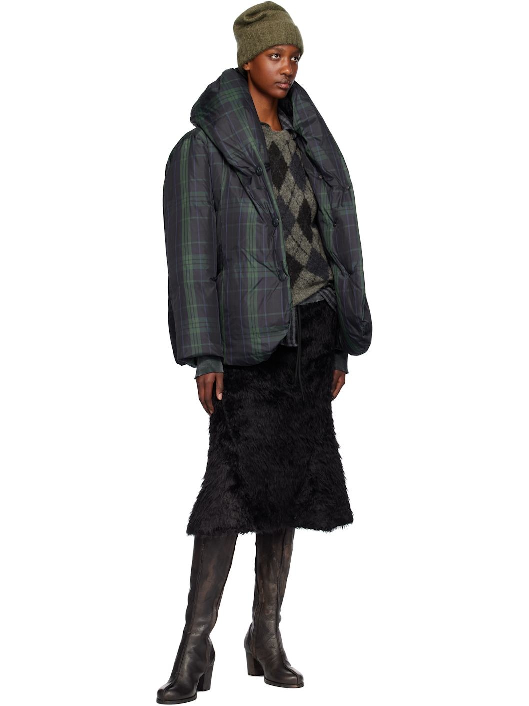 ダウンジャケット・コート OPEN YY : 24FW / TARTAN BLANKET PUFFER (GREEN) Green Tartan Blanket Puffer Down Jacket by OPEN YY on Sale
