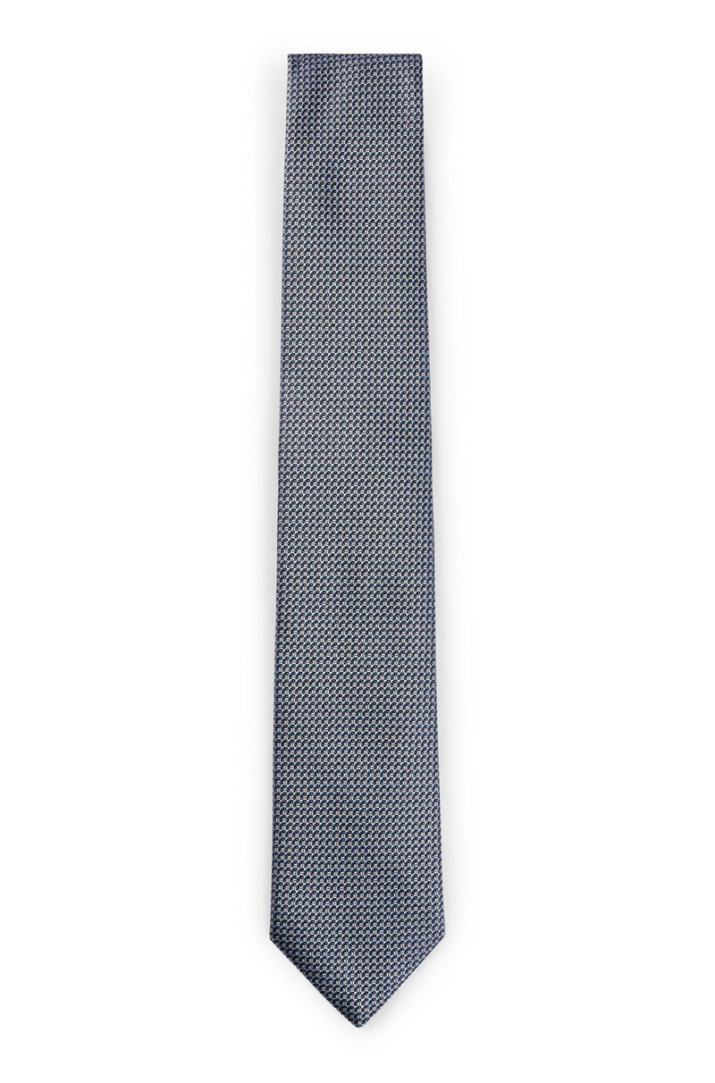 SILK TIE WITH JACQUARD-WOVEN MICRO PATTERN 1