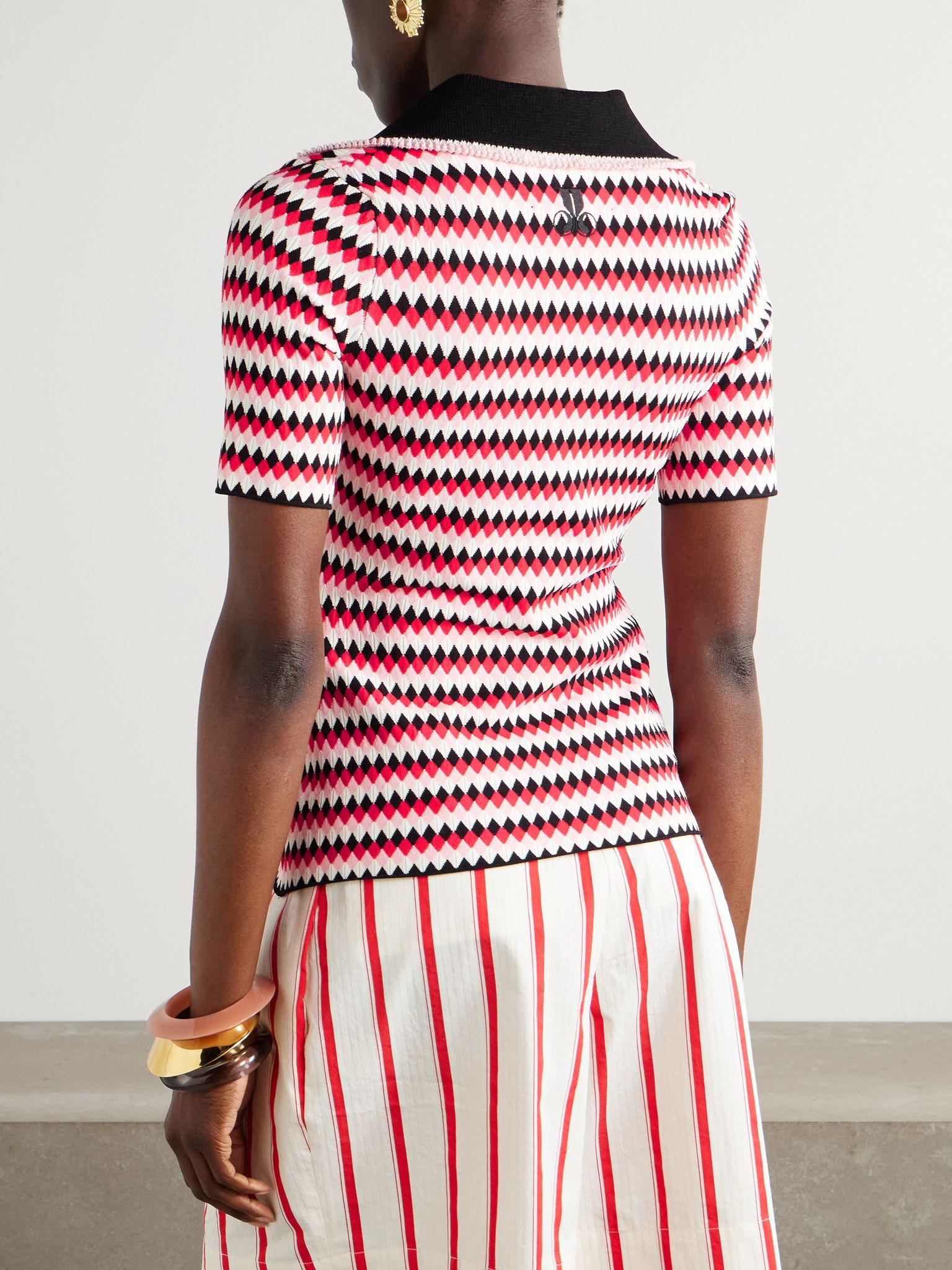 Jacquard-knit polo shirt Red - 4