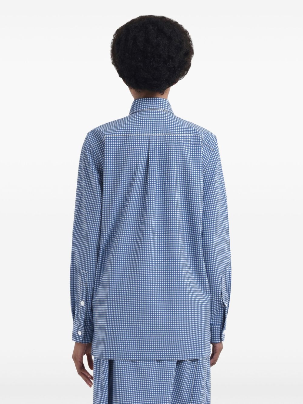gingham-check pleated shirt - 3