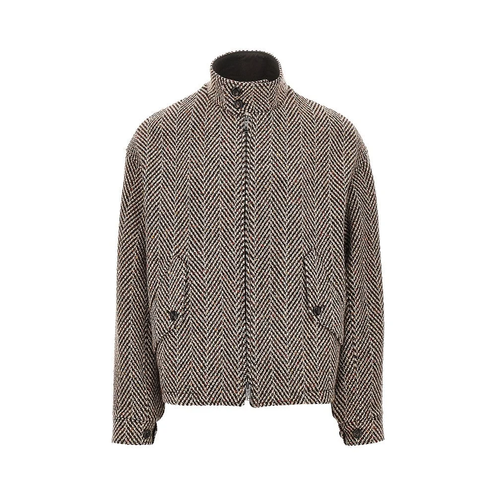 KNITTED BLOUSON WITH CHEVRON MOTIF - 1