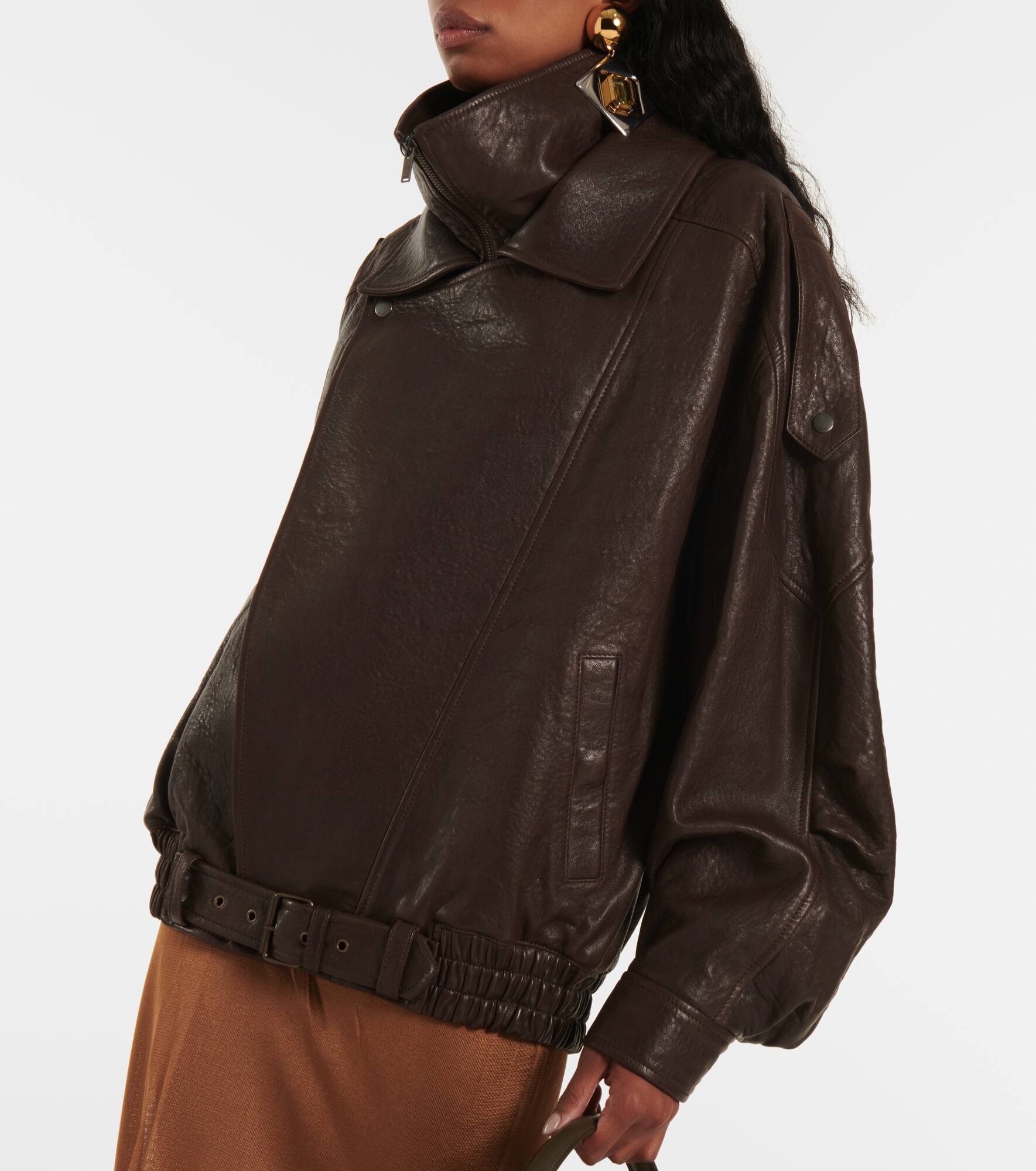 Oversized leather jacket - 4